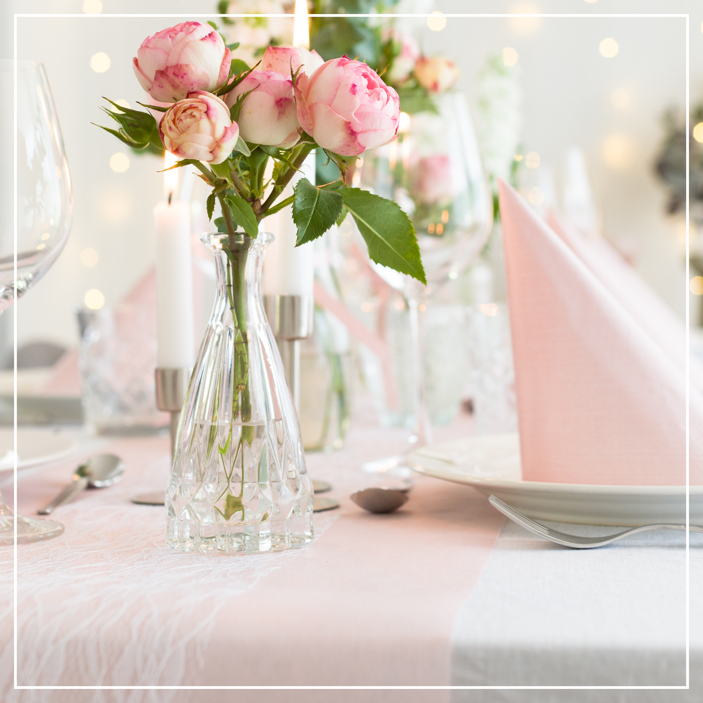 Tischdeko Set in Blush Rosé und Weiß