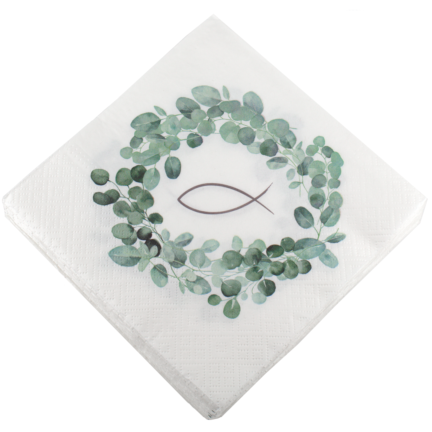 Servietten Eukalyptus Kranz Fisch, 33 x 33 cm