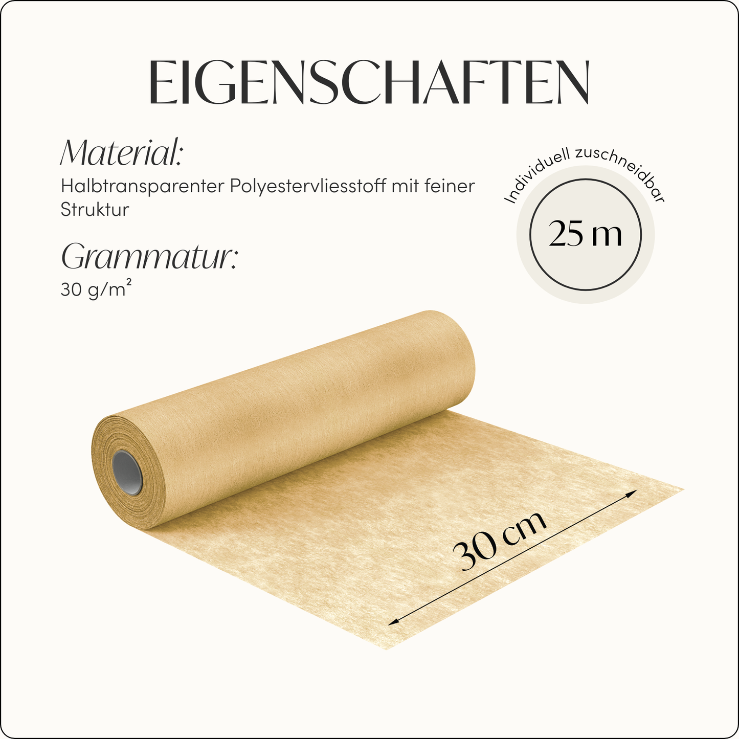 Tischläufer Vlies Karamell