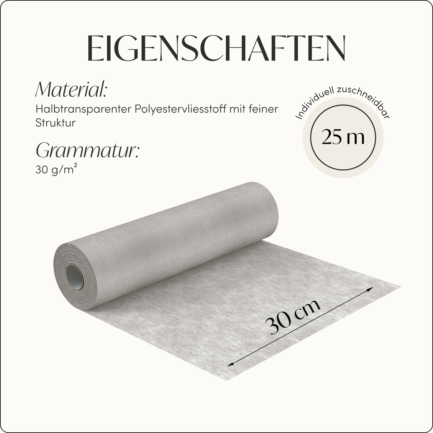 Tischläufer Vlies Grau