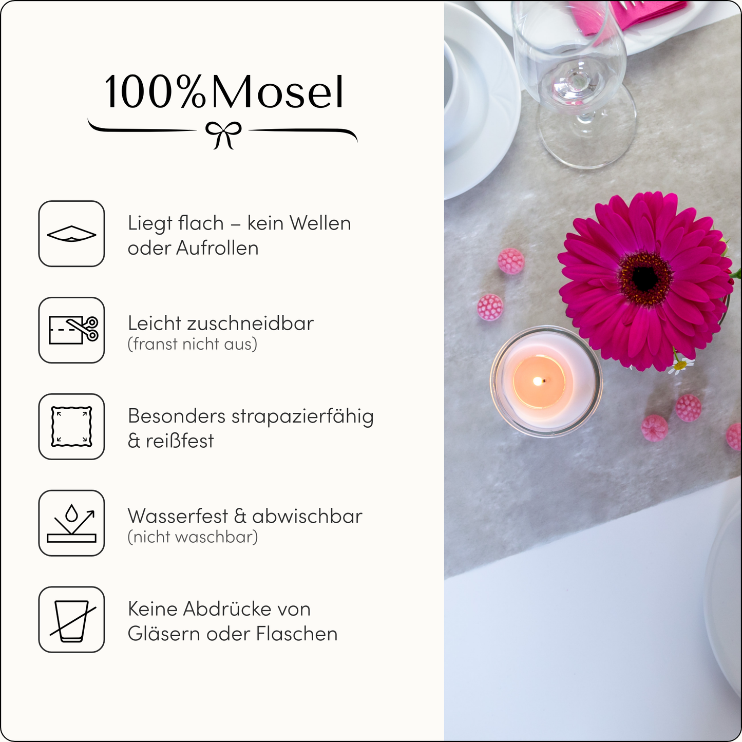 Tischläufer Vlies Grau