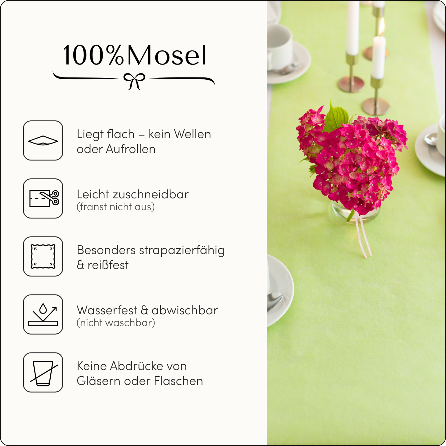 Tischläufer Vlies Pastell Grün