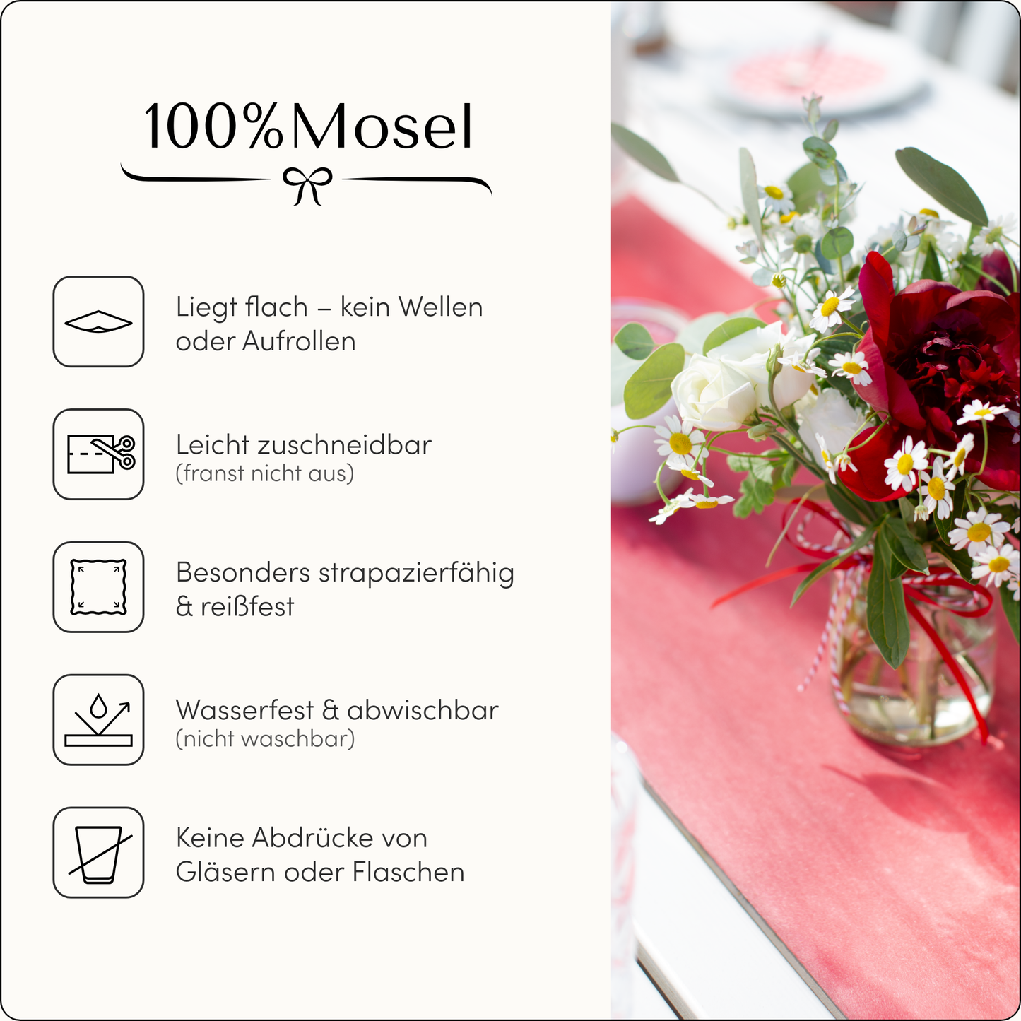 Tischläufer Vlies Rot