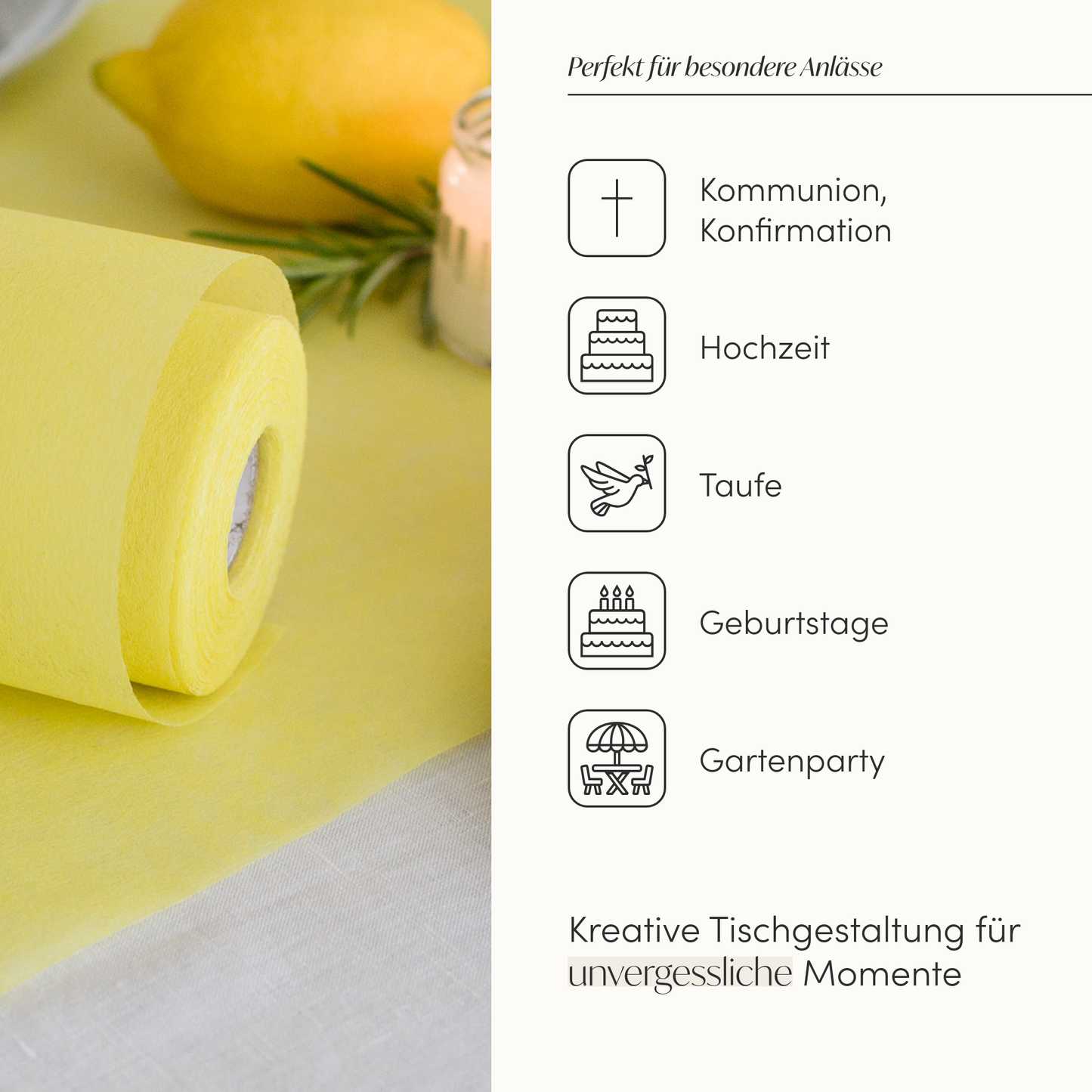 Tischläufer Vlies Pastell Gelb