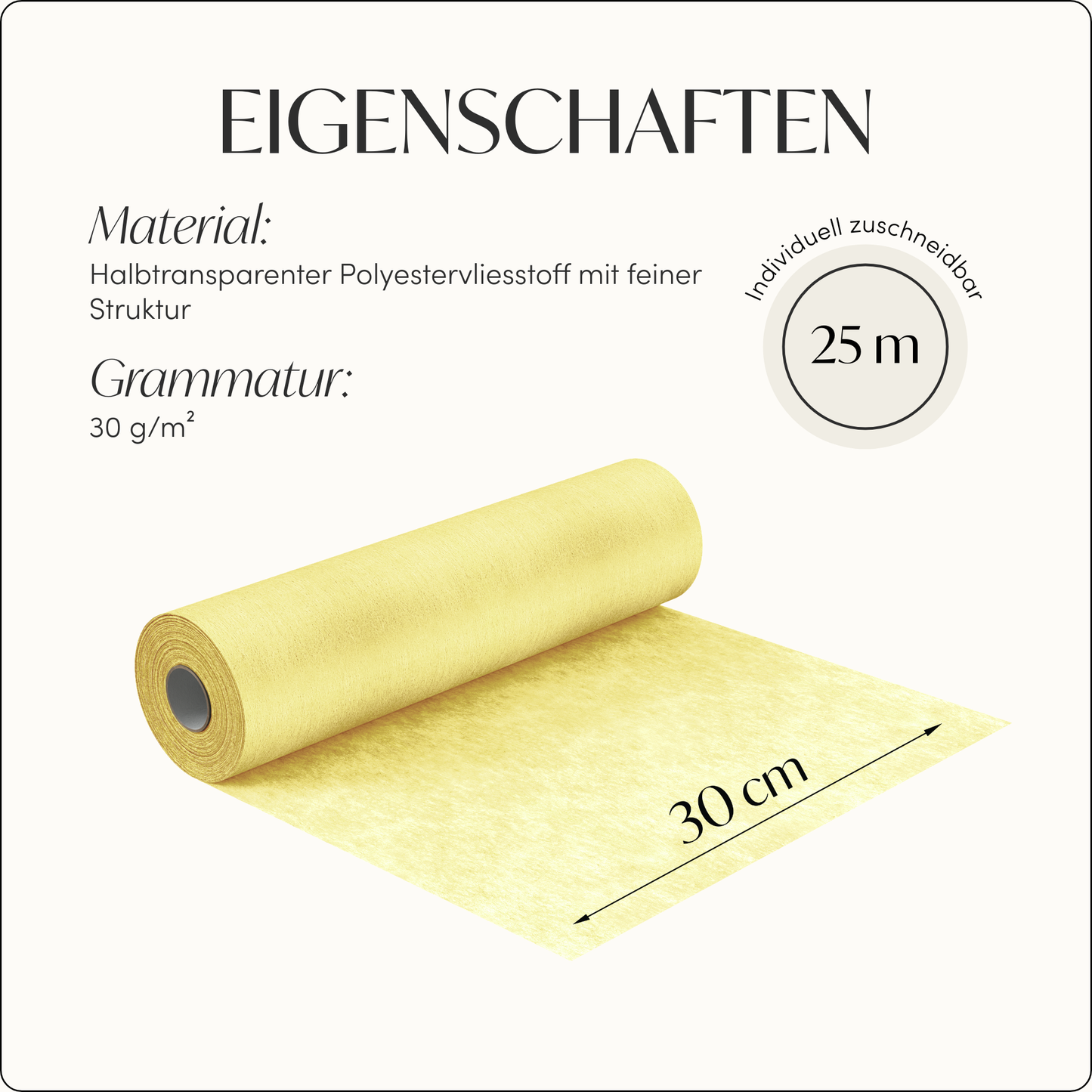 Tischläufer Vlies Pastell Gelb