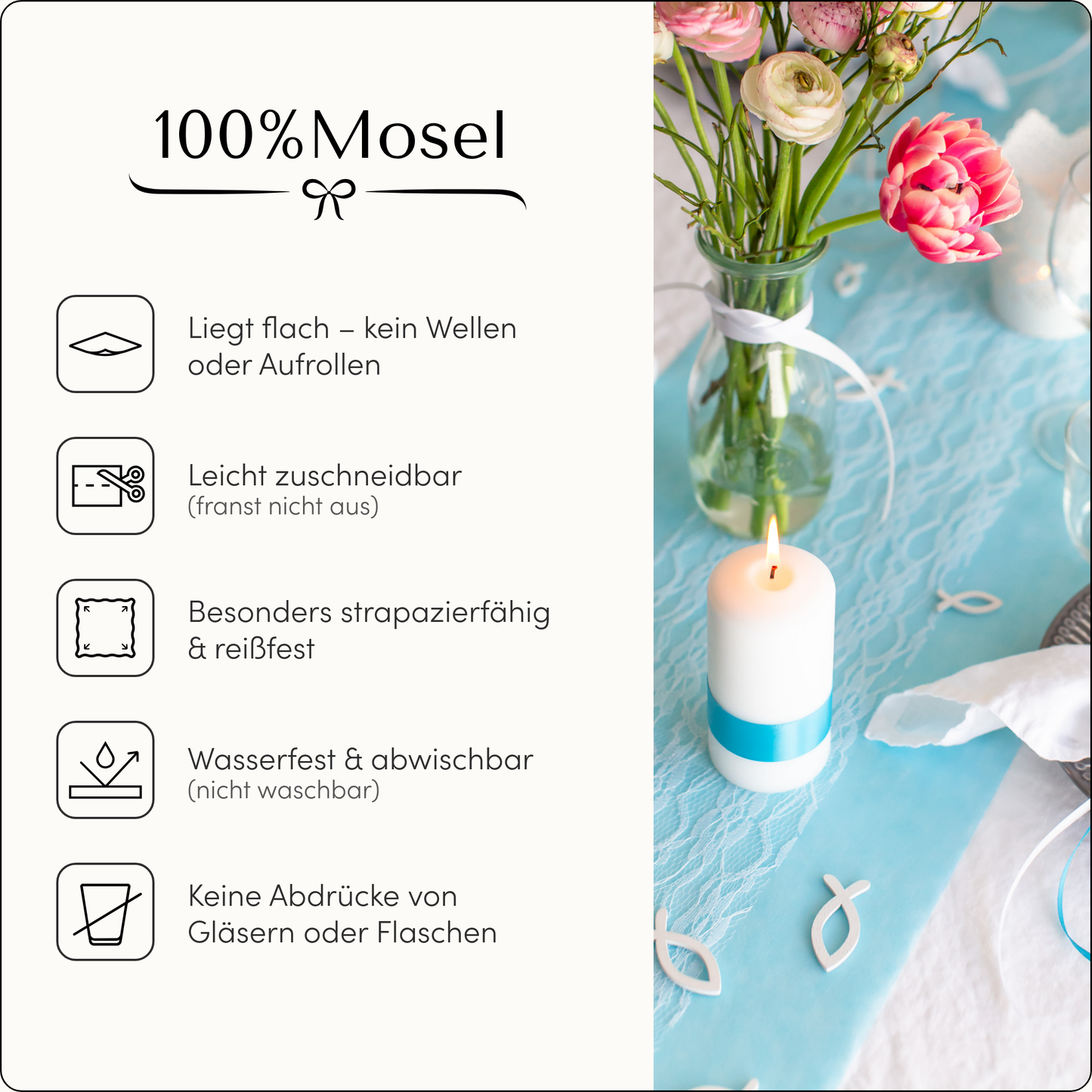 Tischläufer Vlies Himmelblau