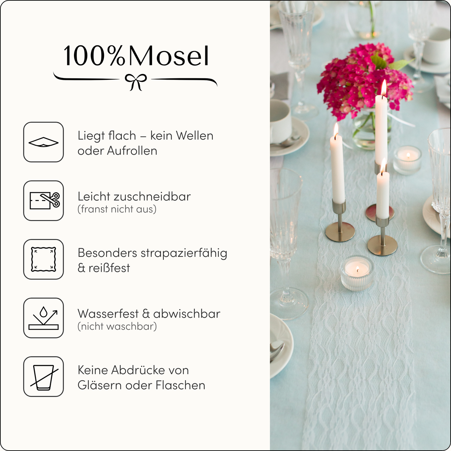 Tischläufer Vlies Hellblau