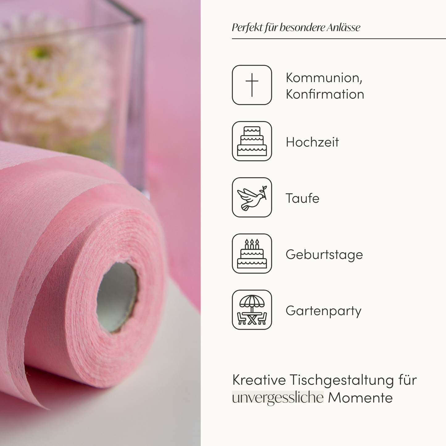 Tischläufer Vlies Rosa