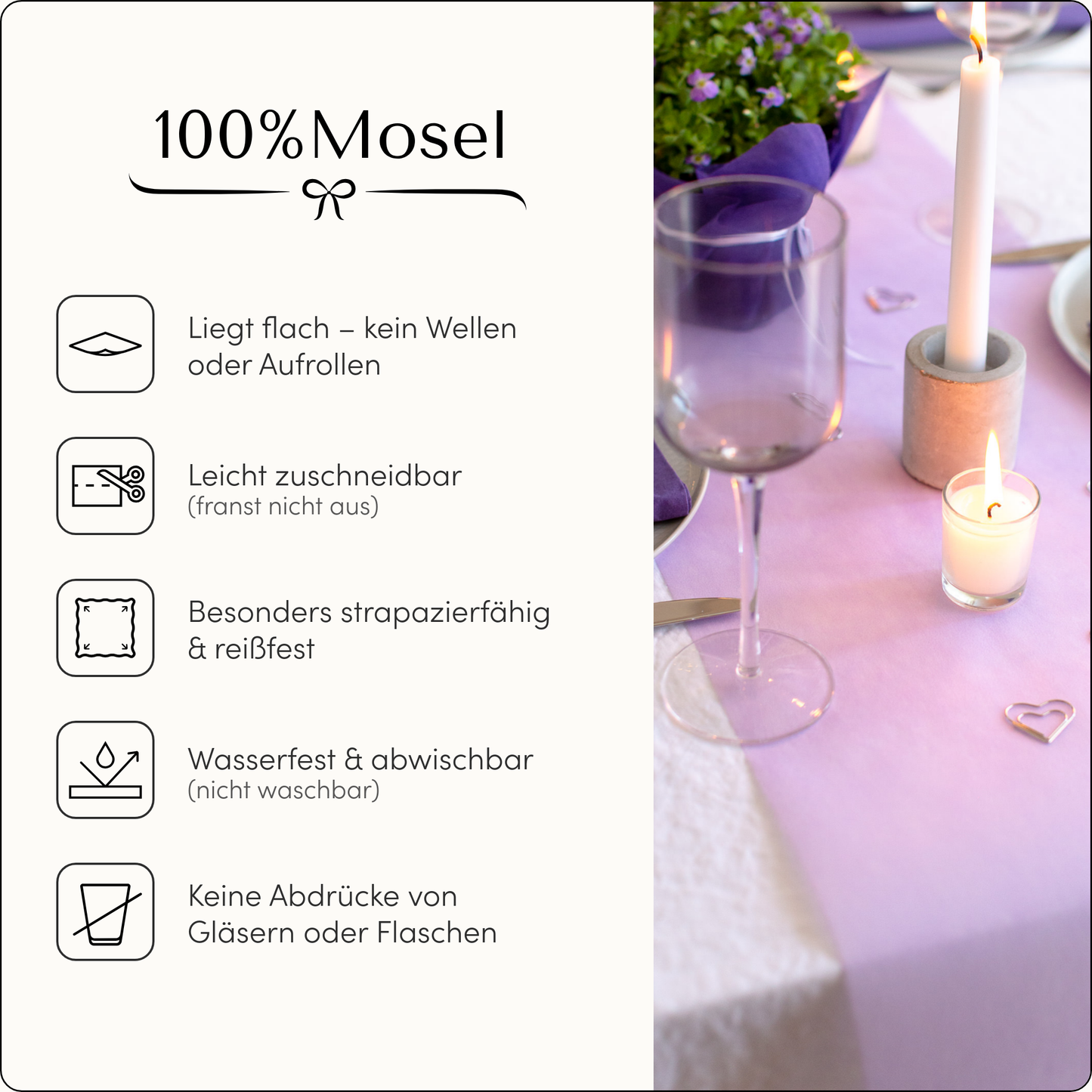 Tischläufer Vlies Flieder