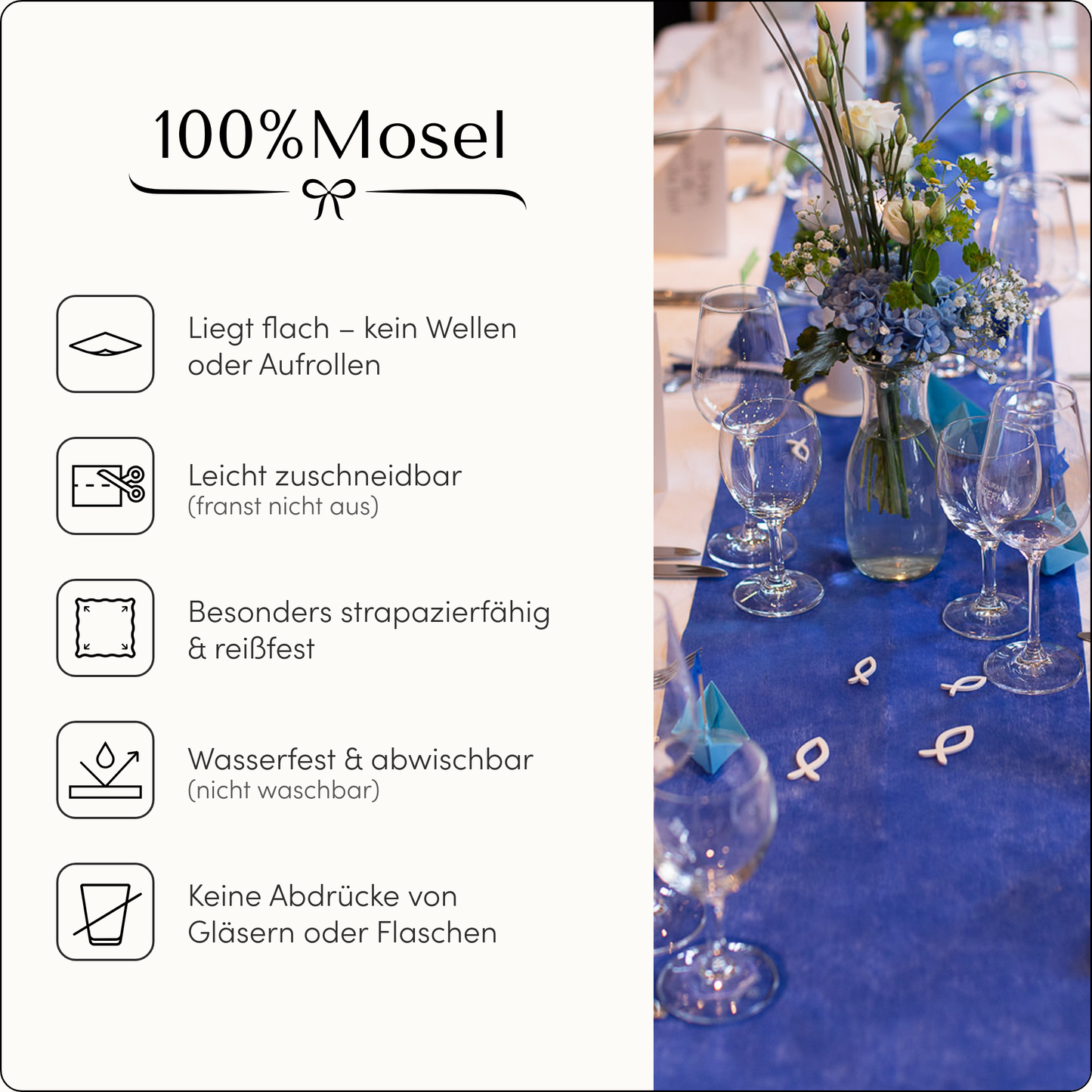 Tischläufer Vlies Royalblau