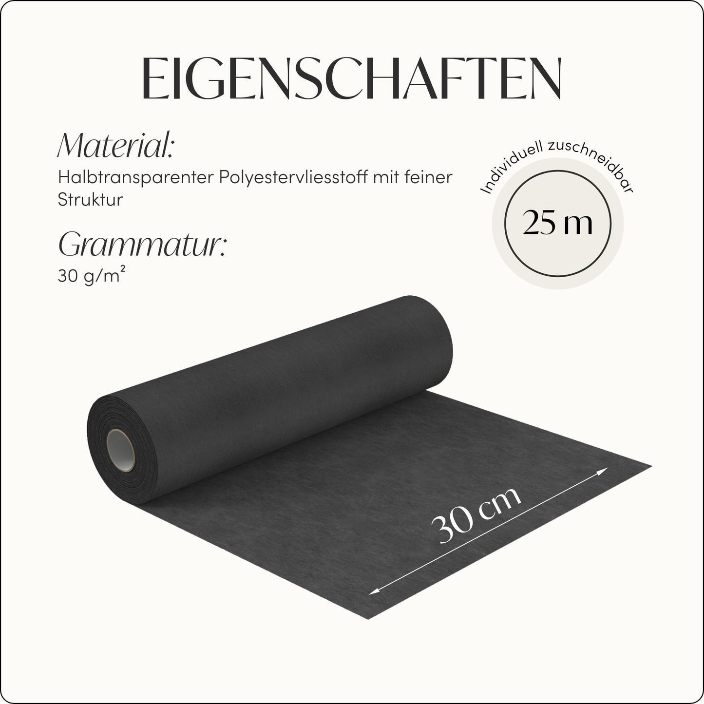 Tischläufer Vlies Schwarz