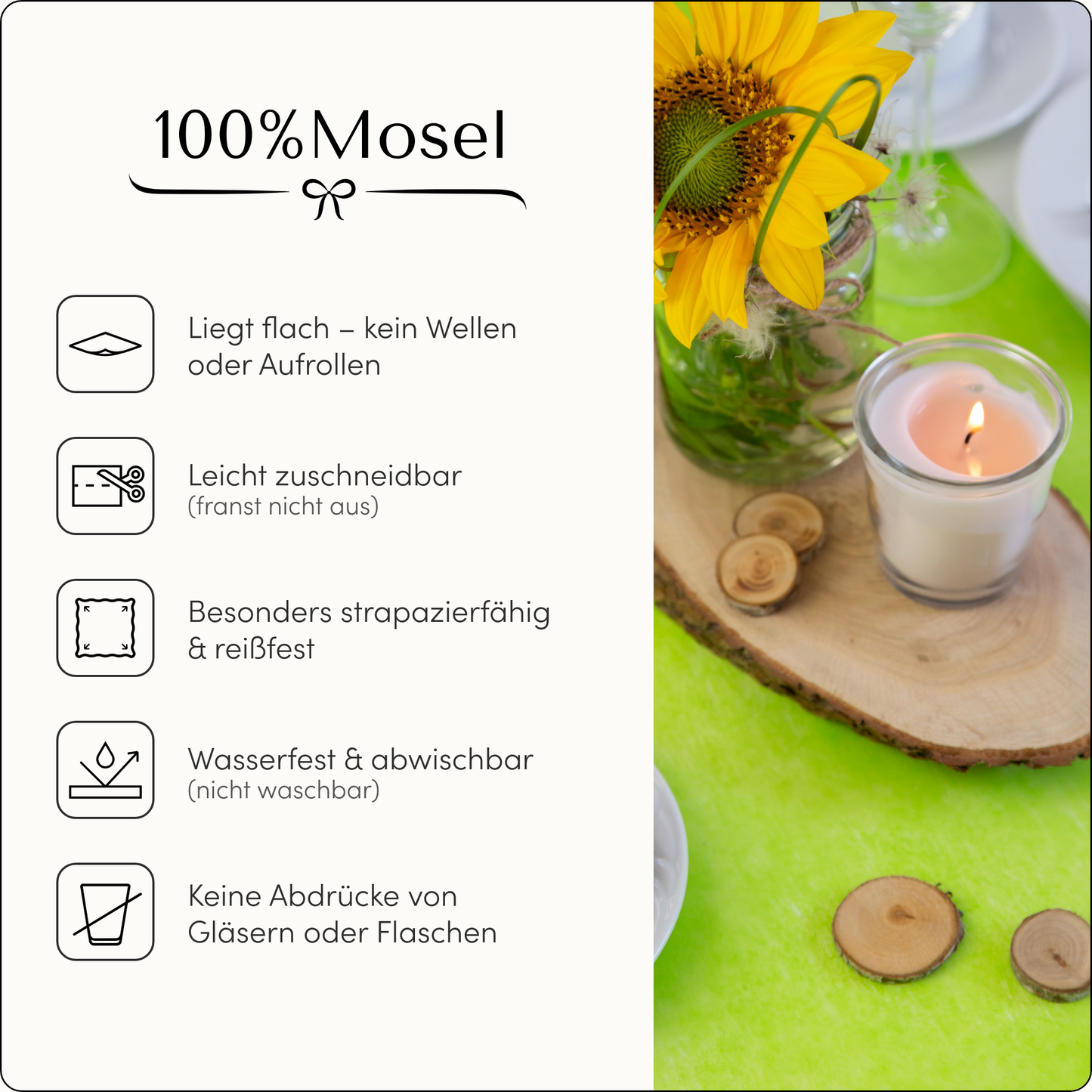 Tischläufer Vlies Apfelgrün