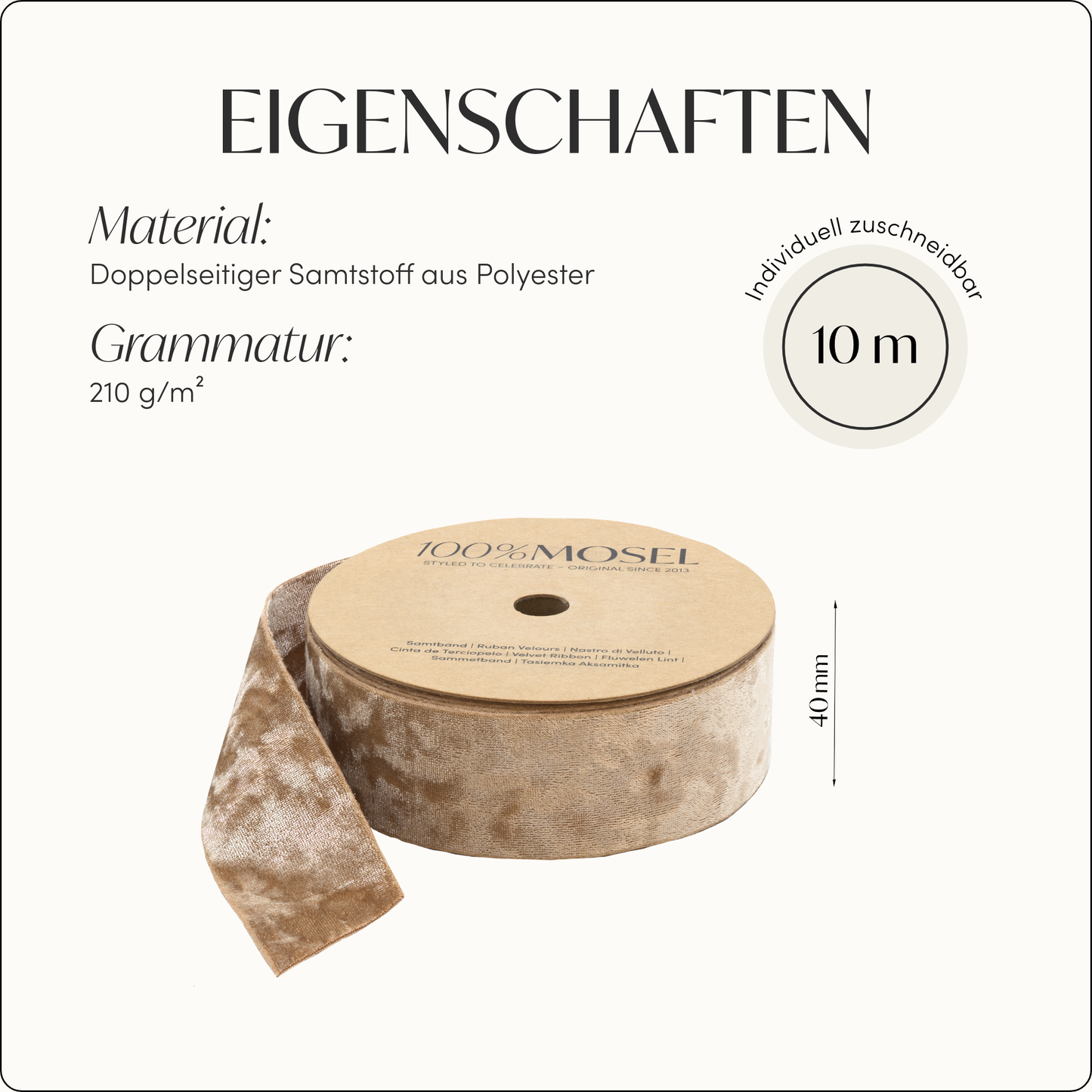 Samtband Gold, 40 mm