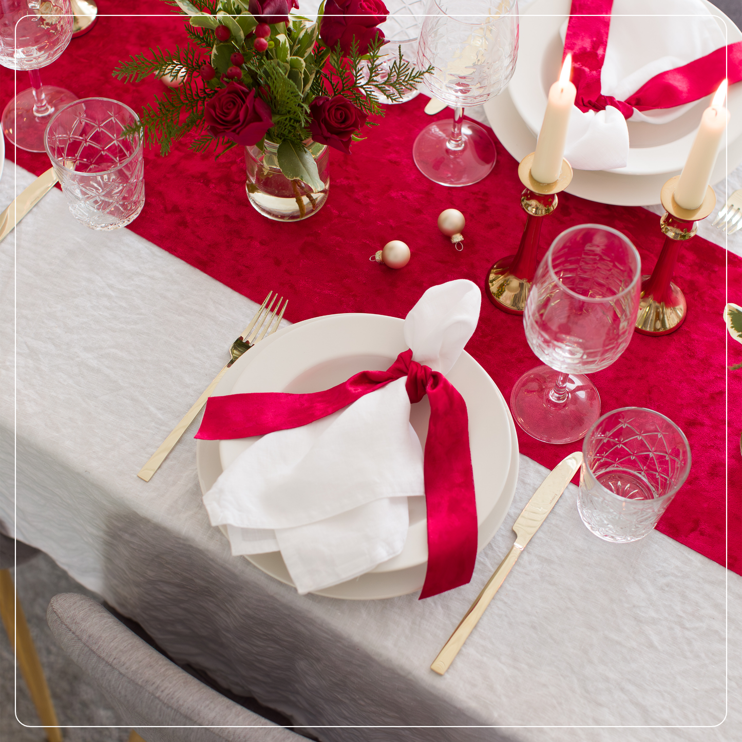 Tischläufer Samt Rot