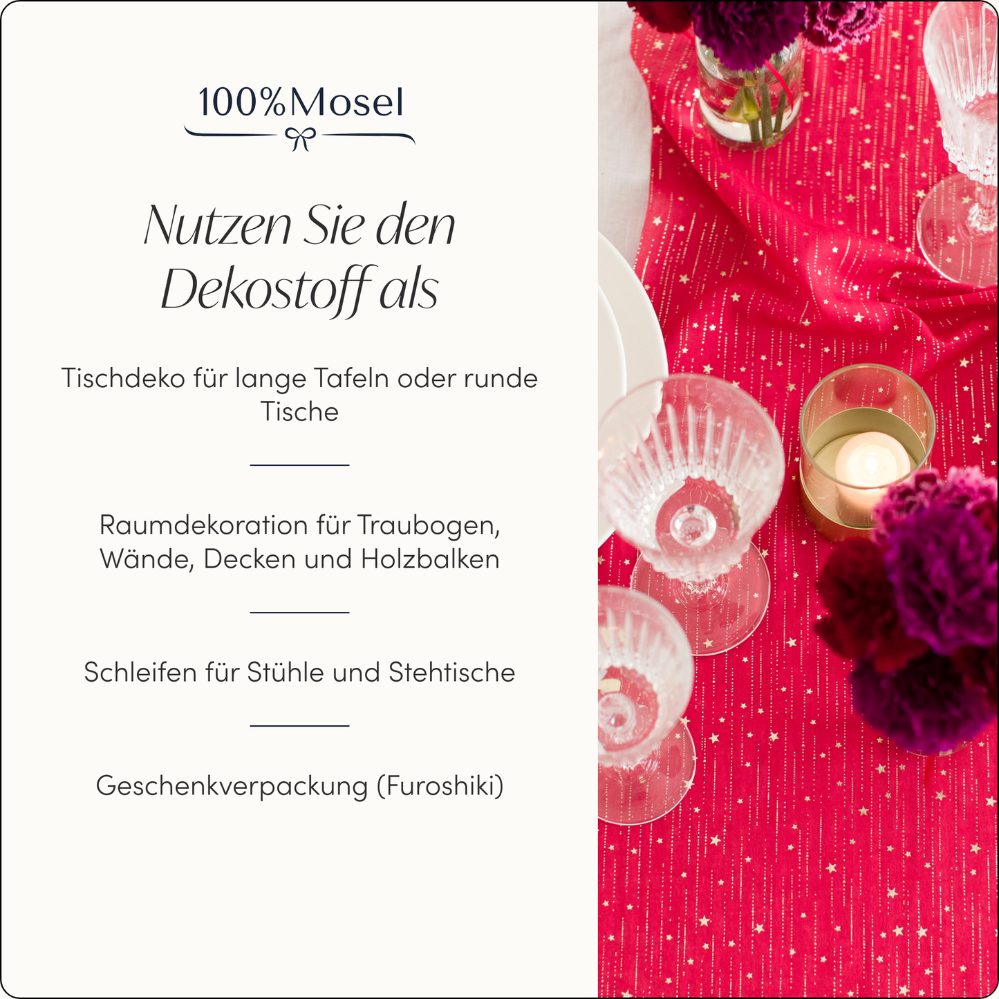 Tischläufer Sterne, Rot