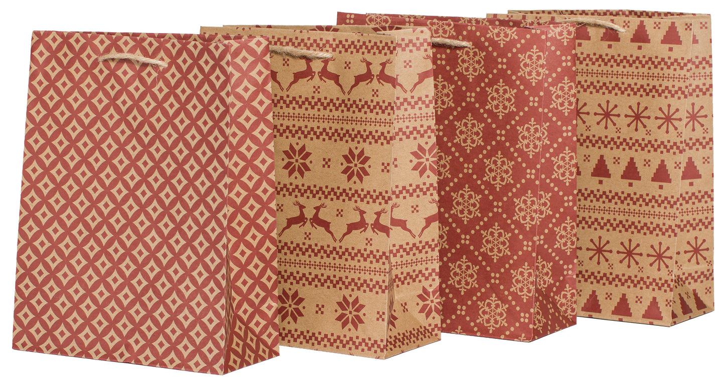 Geschenktüten für Weihnachten, 12 Stück in Rot