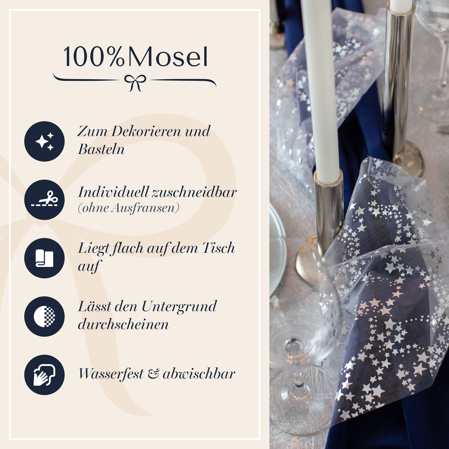 Tischläufer Organza Sternchen Silber