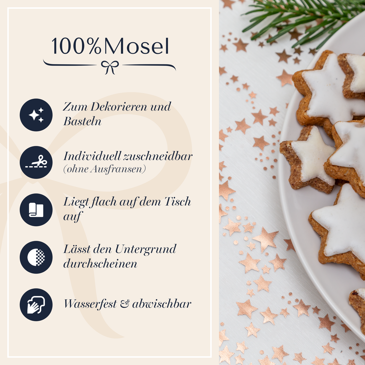 Tischläufer Organza Sternchen Roségold