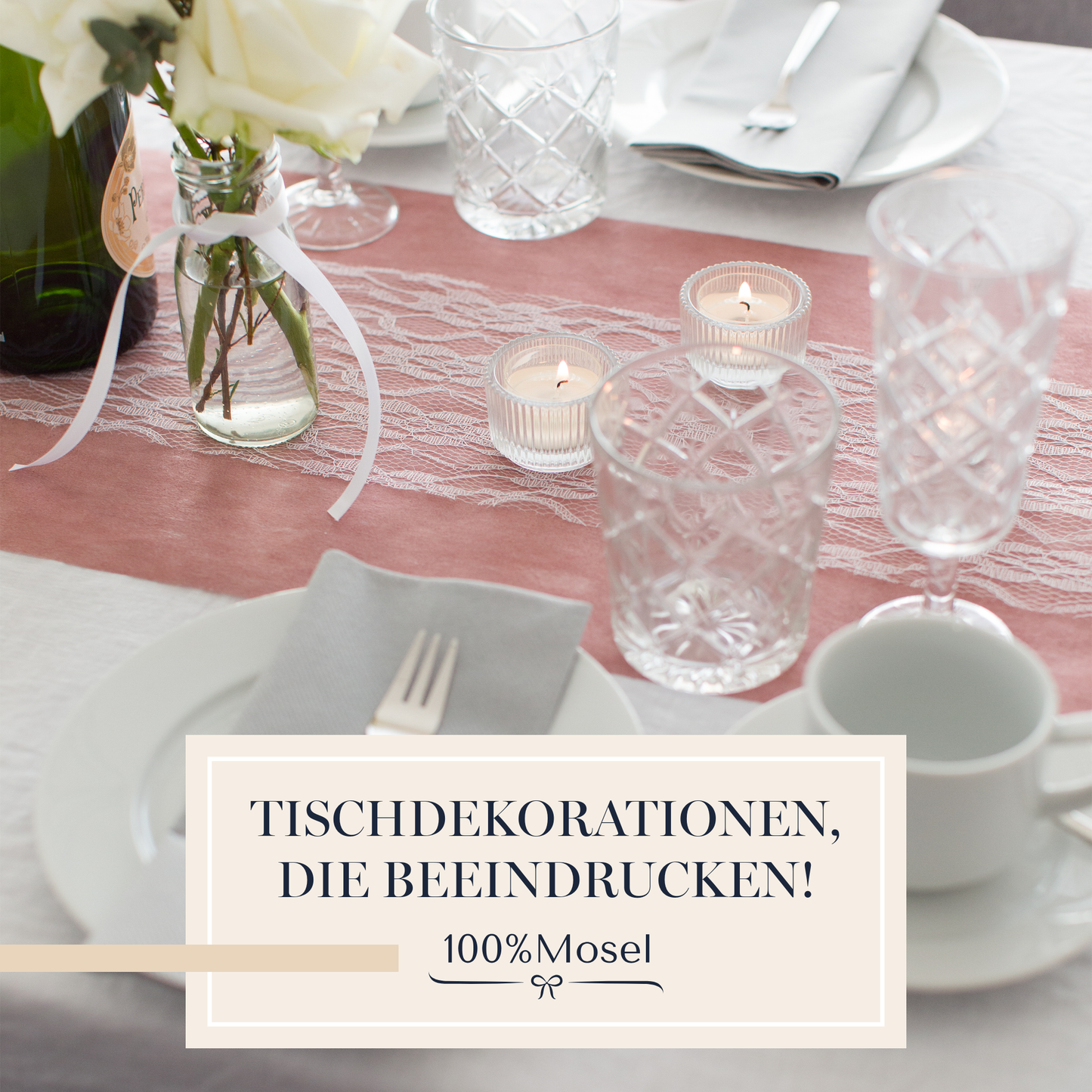 Tischläufer Spitze Reinweiß, 15 cm
