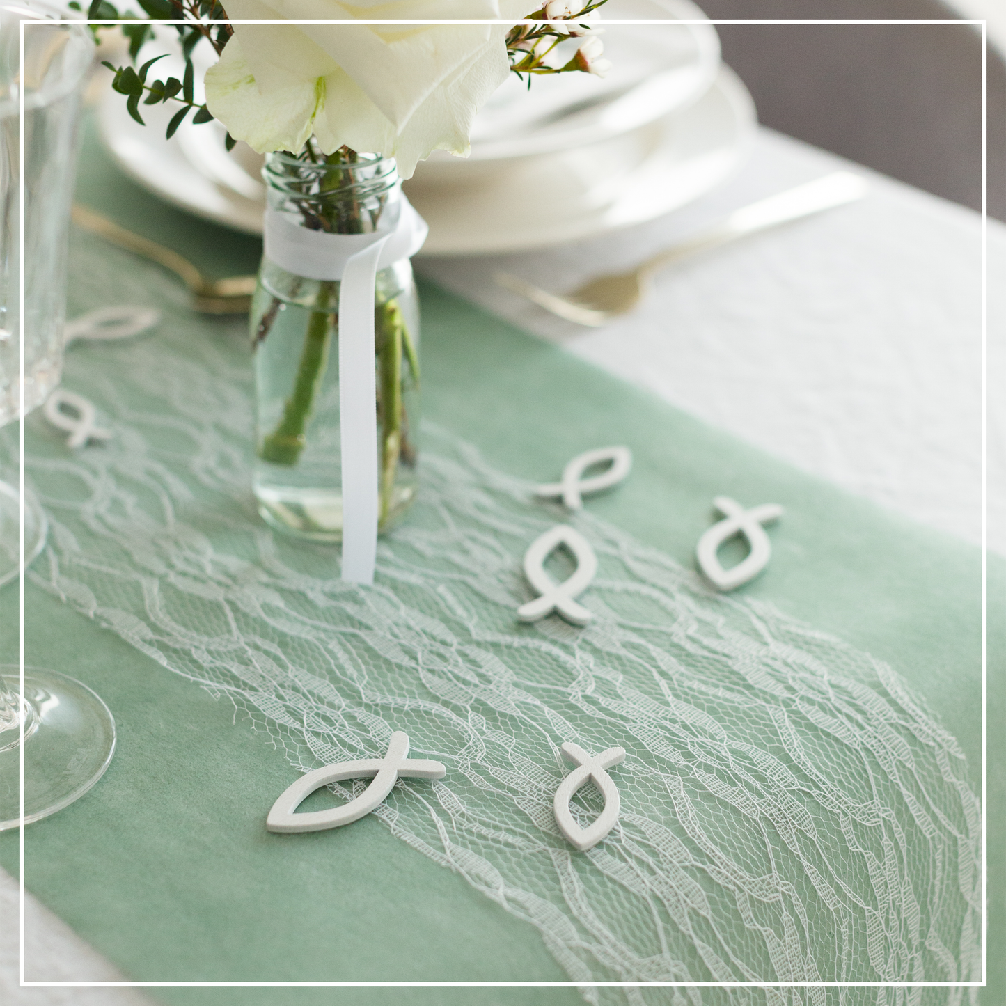 Tischläufer Spitze Reinweiß, 15 cm