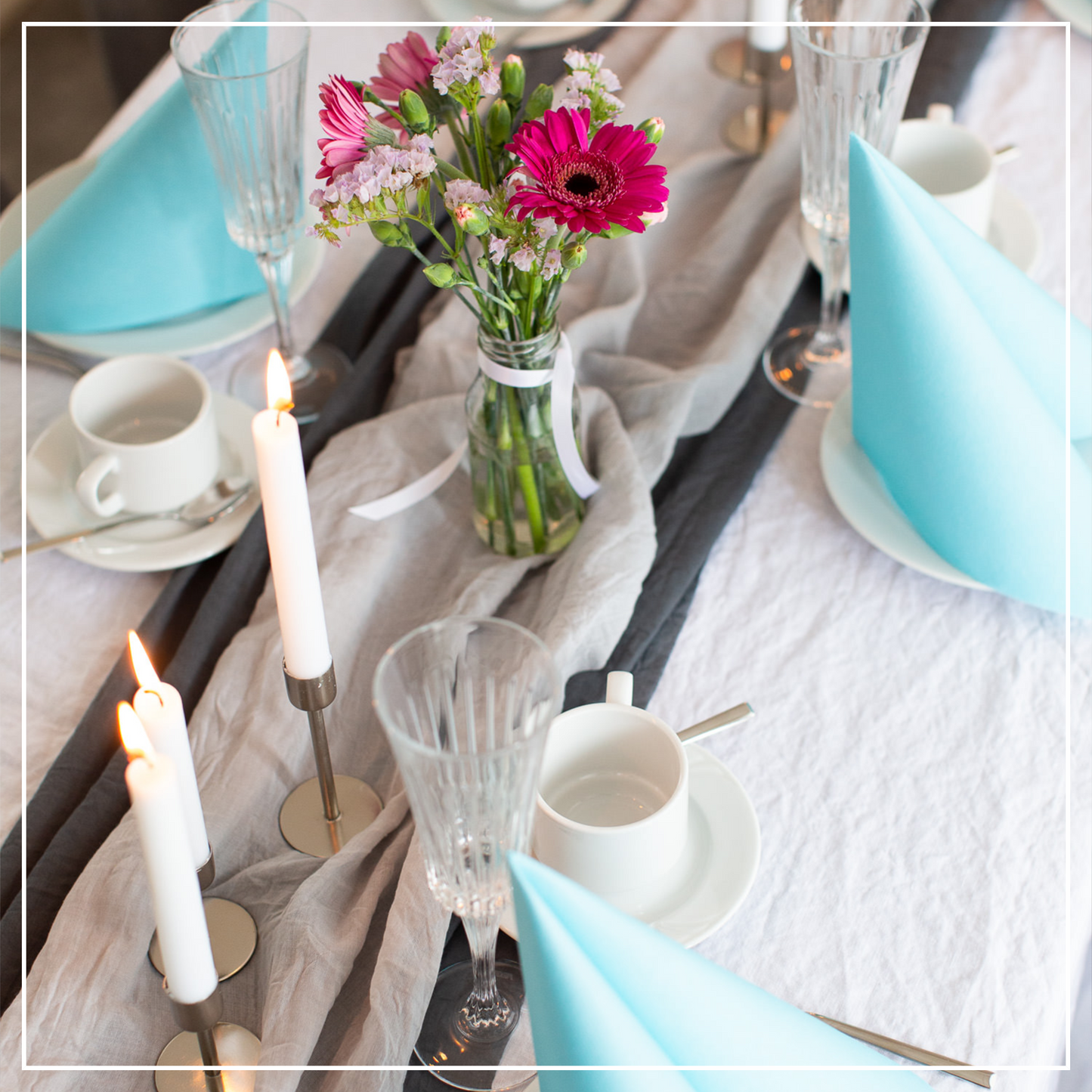 Musselin Tischläufer, Dunkelgrau