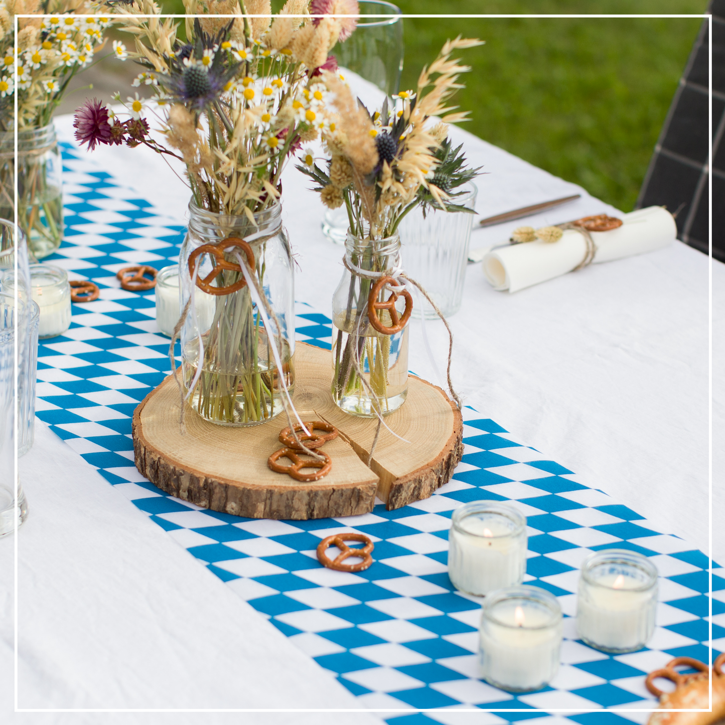 Tischläufer Vlies Oktoberfest Blau Weiß