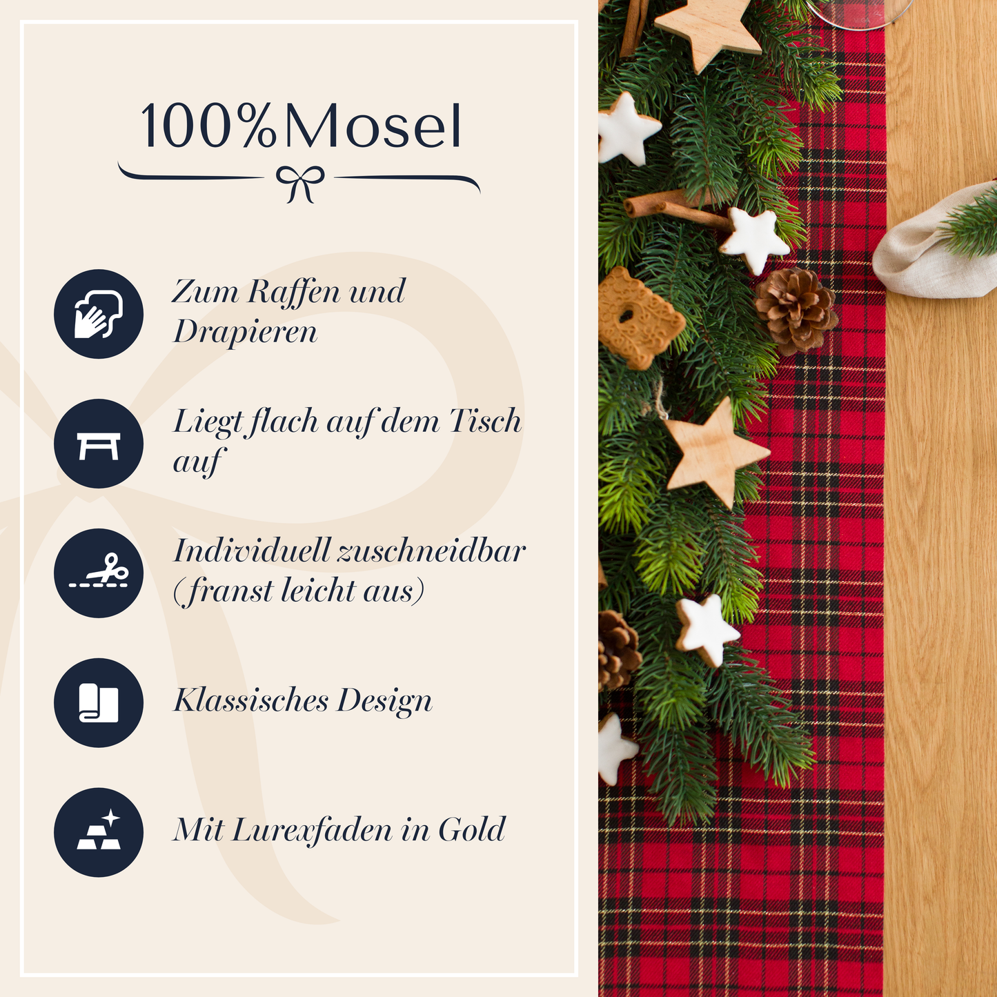 Schottenkaro Tischläufer Rot