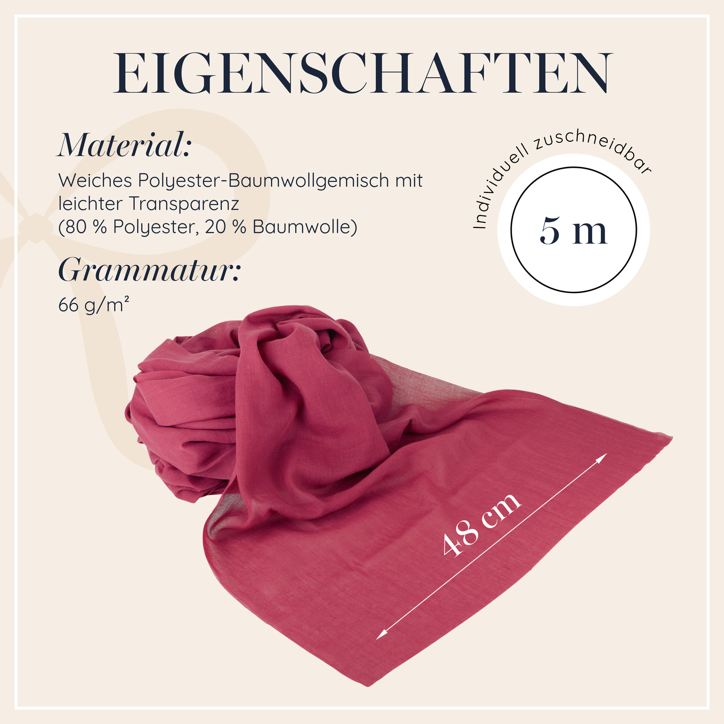 Musselin Tischläufer, Bordeauxrot