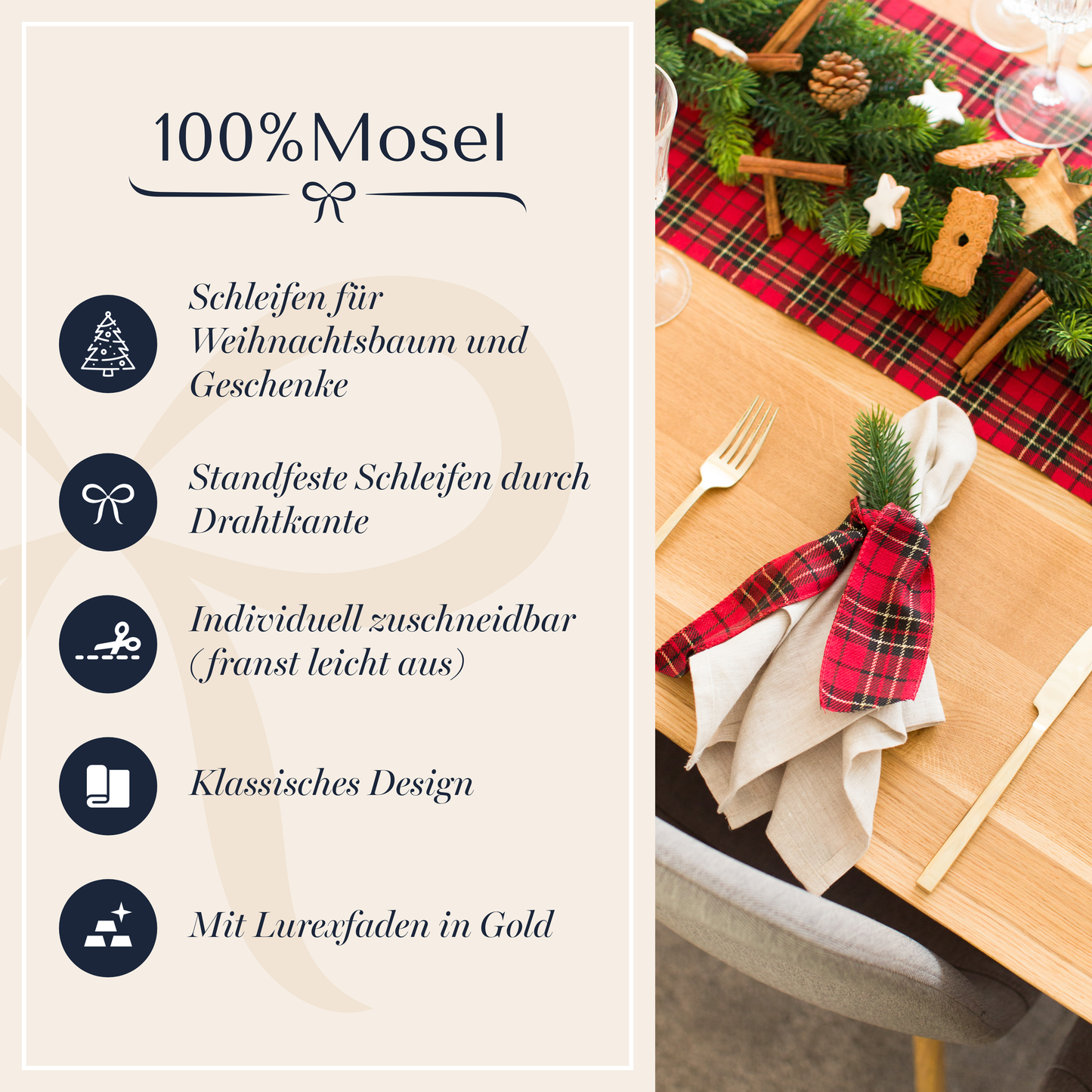 Schottenkaro Schleifenband Rot