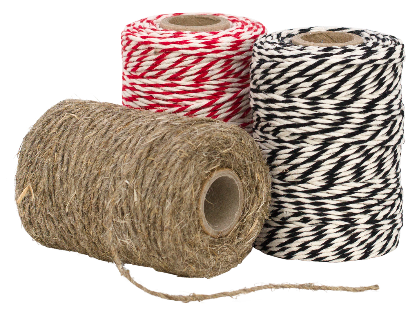 Hanfkordel + Baker's Twine, 3 Rollen im Set