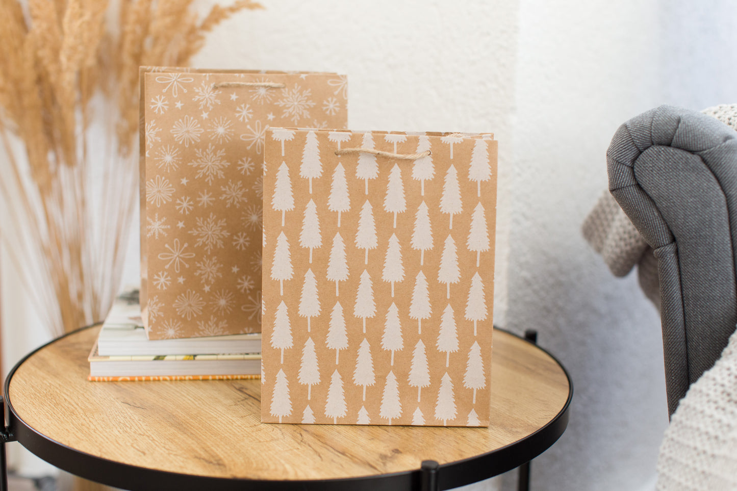 Geschenktüten für Weihnachten, 12 Stück in Weiß