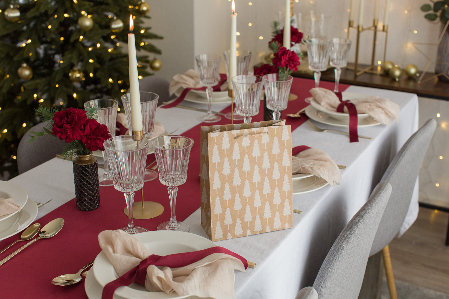 Geschenktüten für Weihnachten, 12 Stück in Weiß