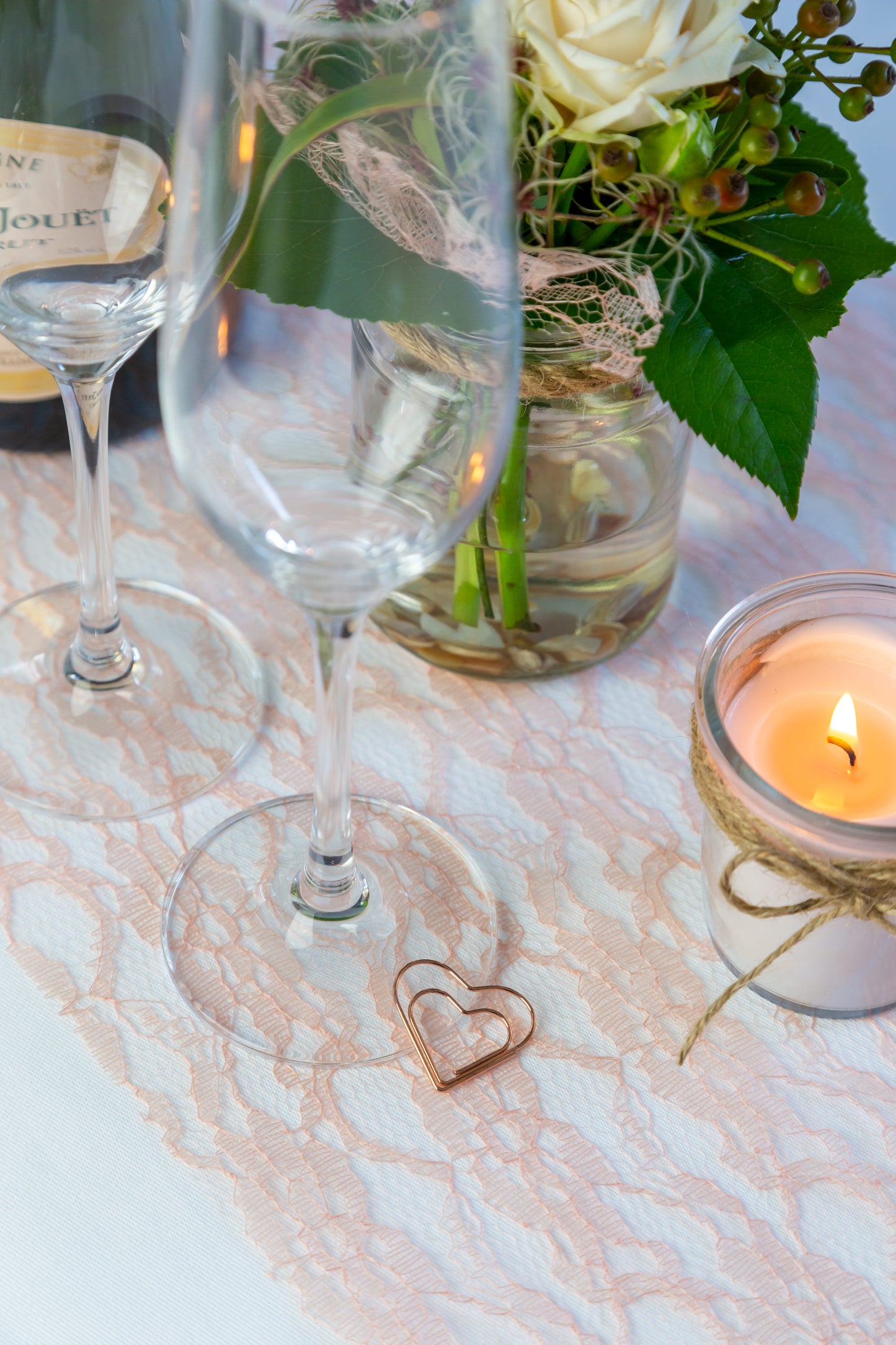 Tischläufer Spitze Vintage Rosé, 30 cm