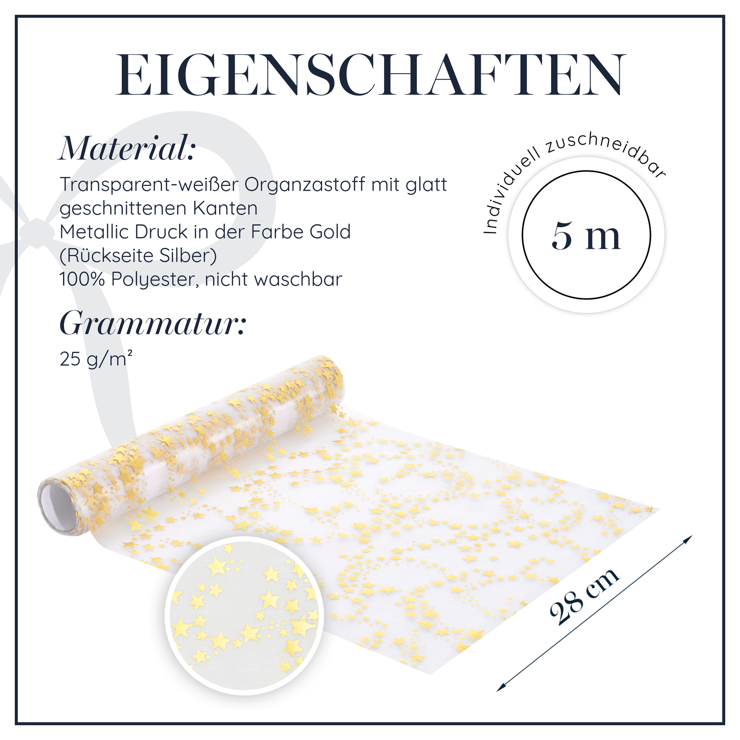Tischläufer Organza Sternchen Gold