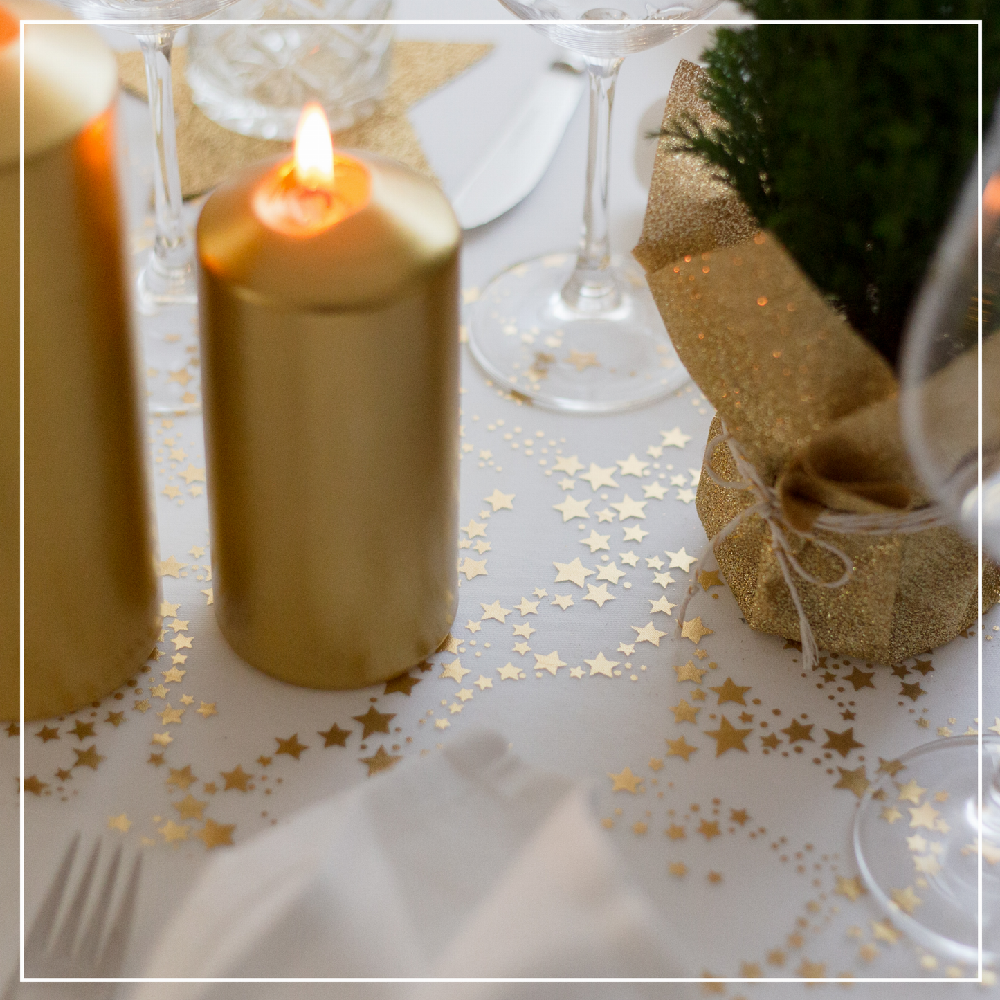 Tischläufer Organza Sternchen Gold