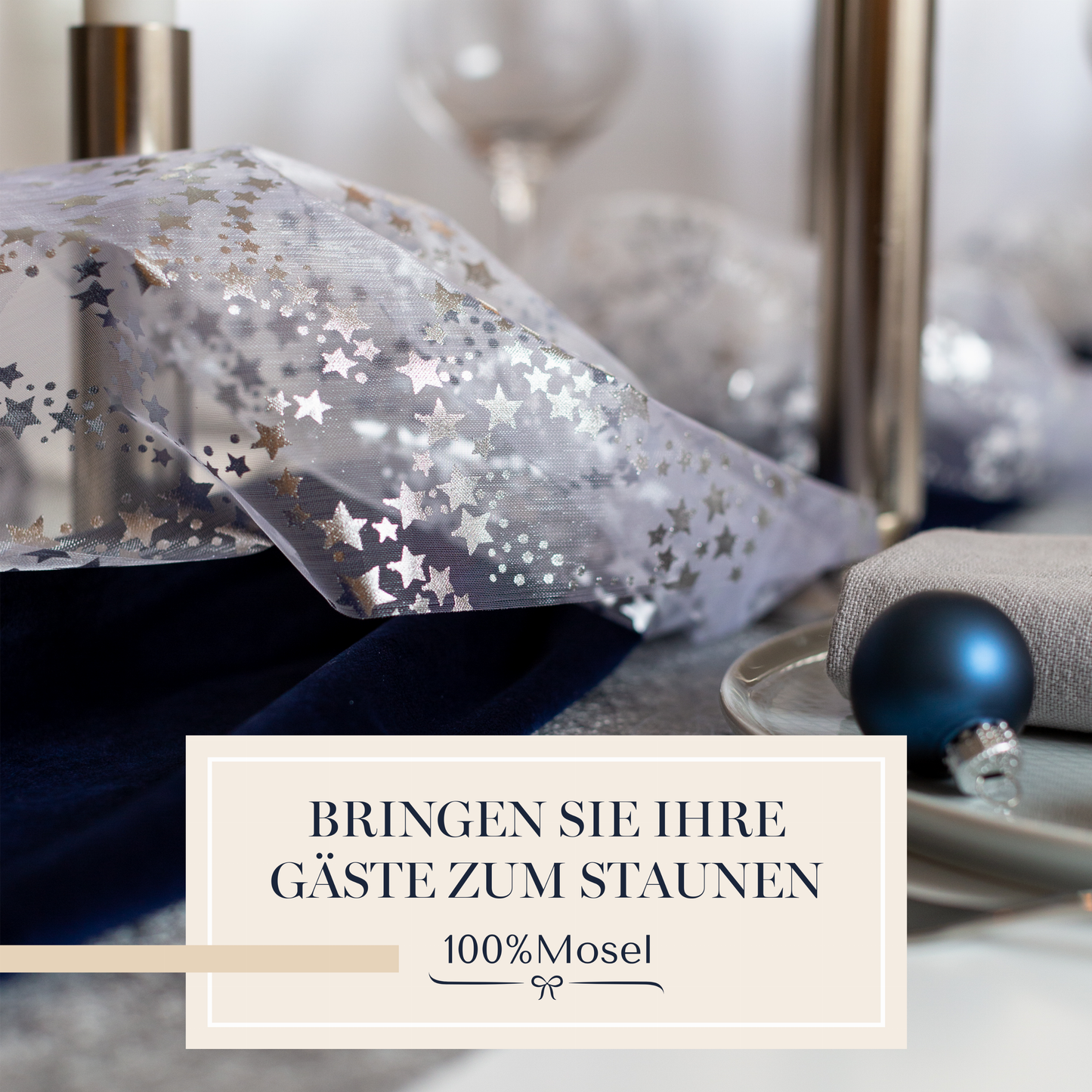 Tischläufer Organza Sternchen Silber