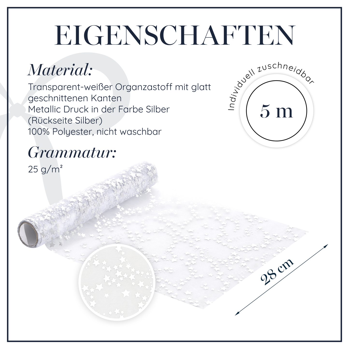 Tischläufer Organza Sternchen Silber