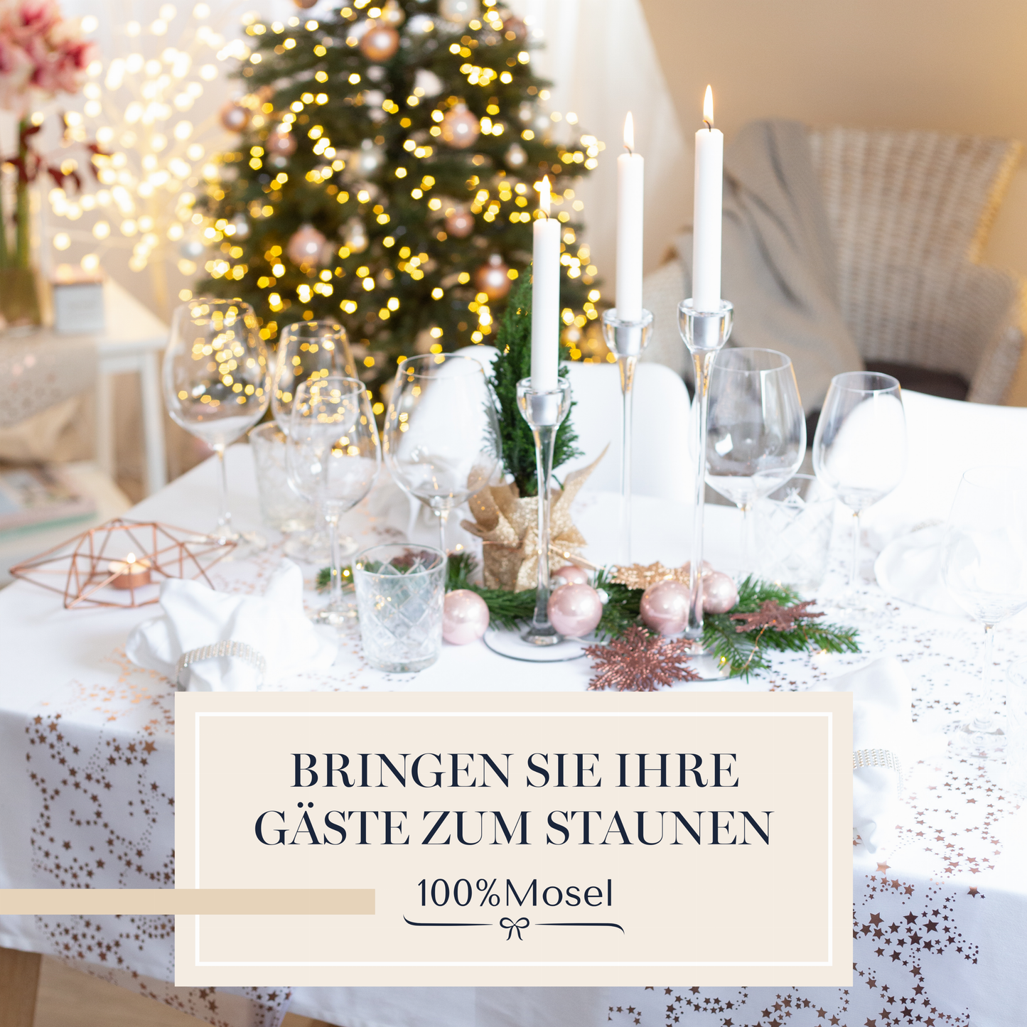 Tischläufer Organza Sternchen Roségold