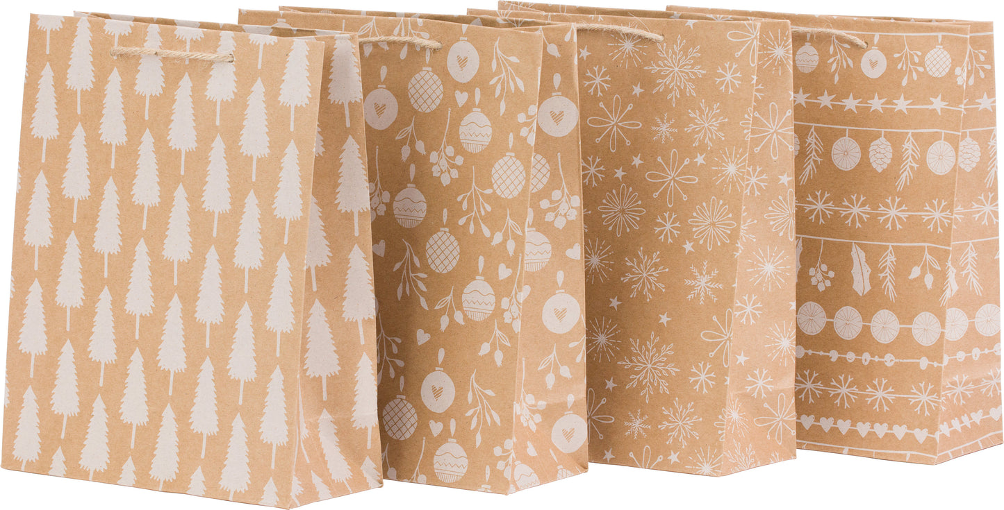 Geschenktüten für Weihnachten, 12 Stück in Weiß