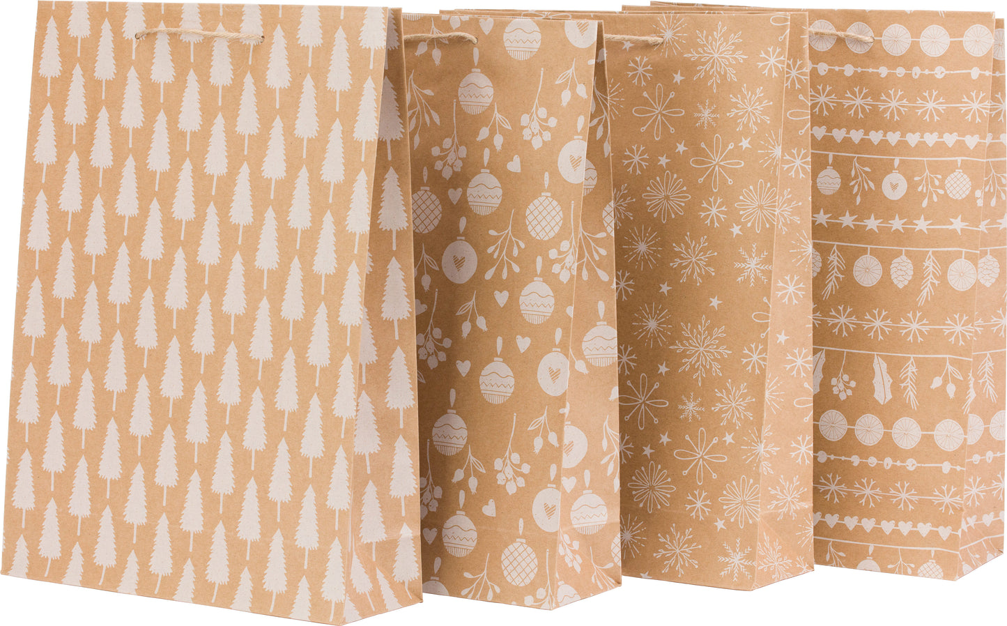 Geschenktüten für Weihnachten, Groß, 12 Stück in Weiß