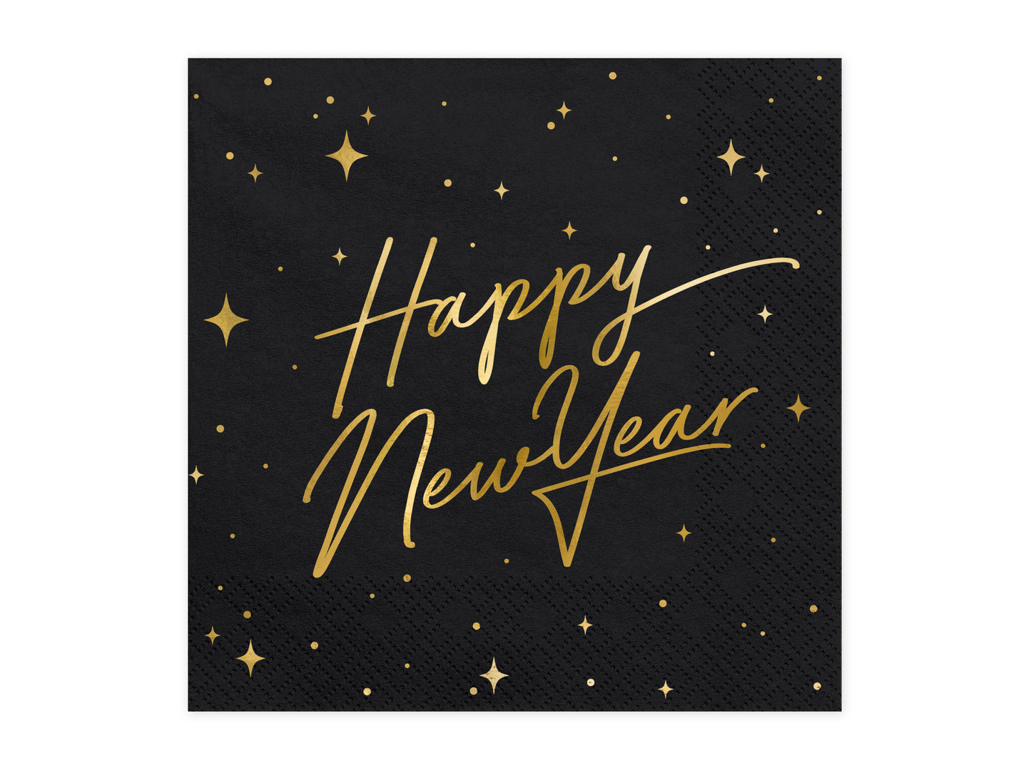 Servietten Happy New Year (33 x 33 cm), schwarz gold