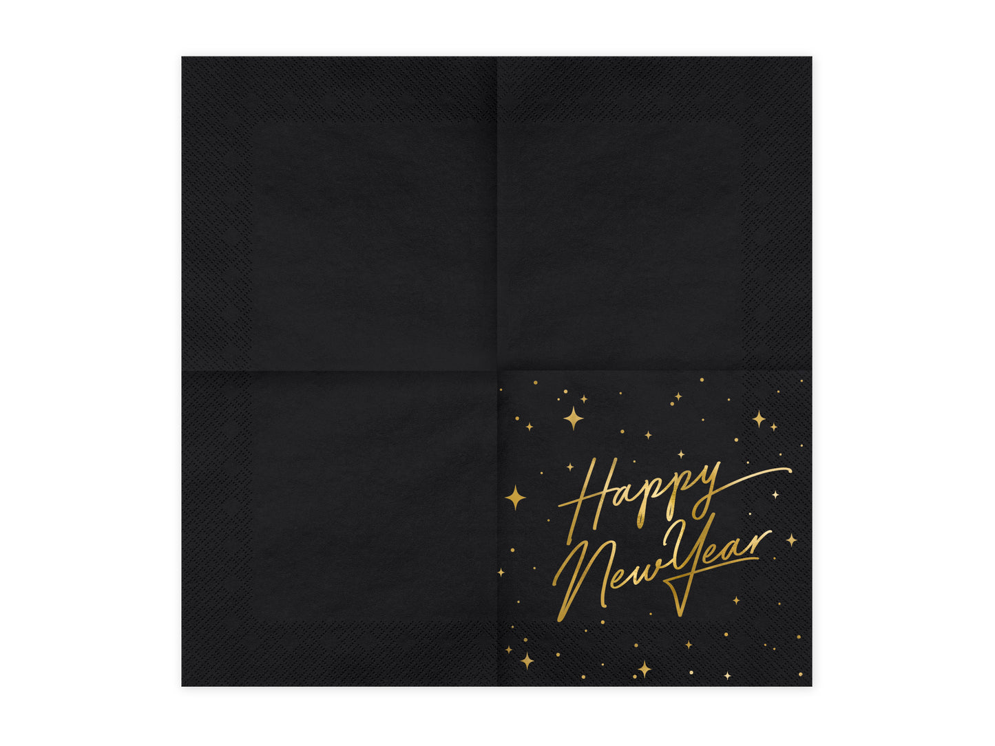 Servietten Happy New Year (33 x 33 cm), schwarz gold