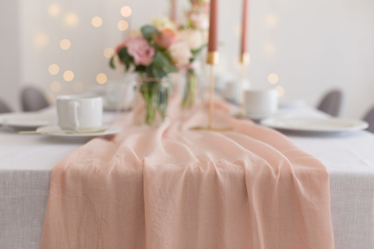 Musselin Tischläufer, Vintage Rose