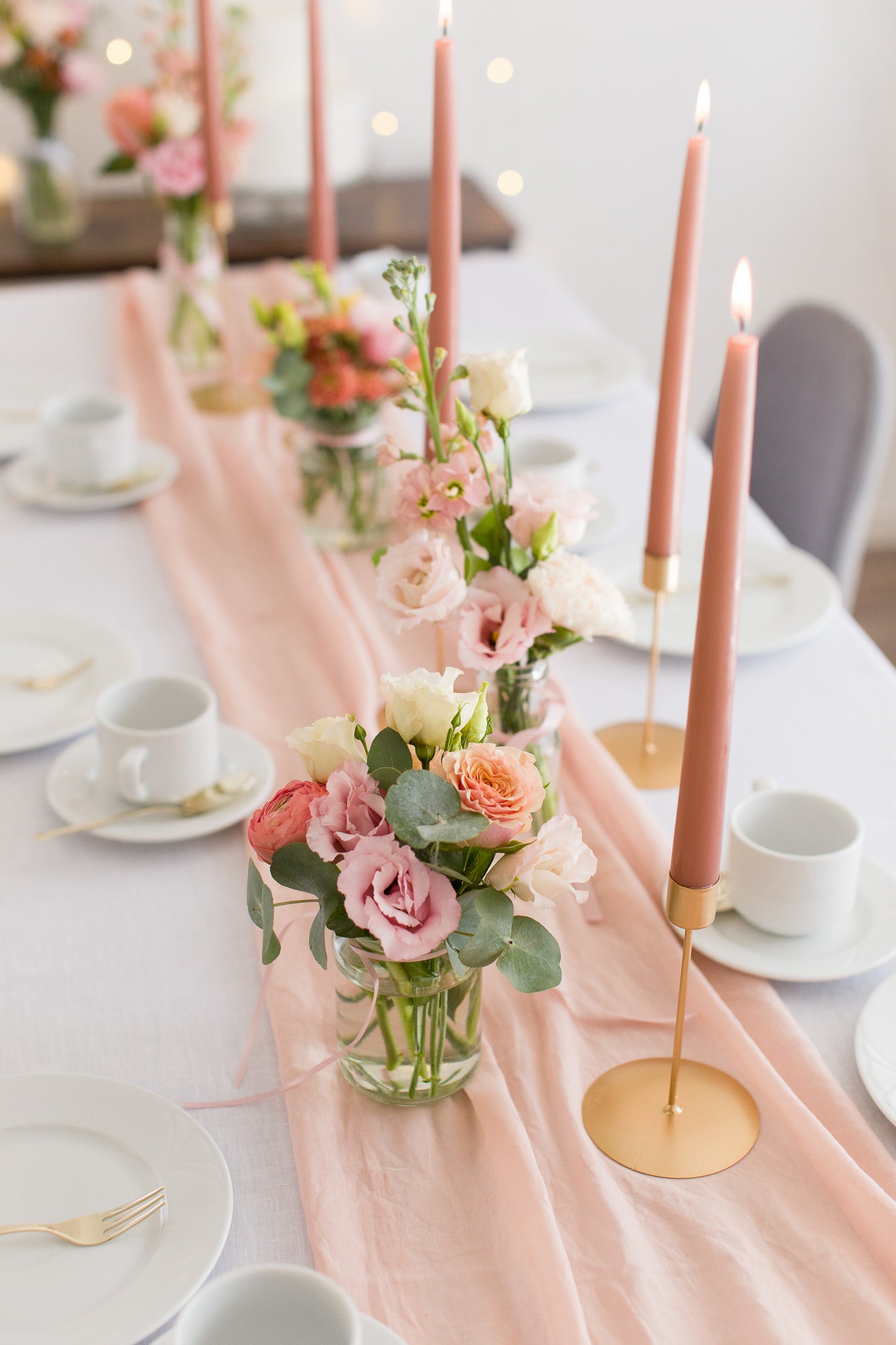 Musselin Tischläufer, Vintage Rose