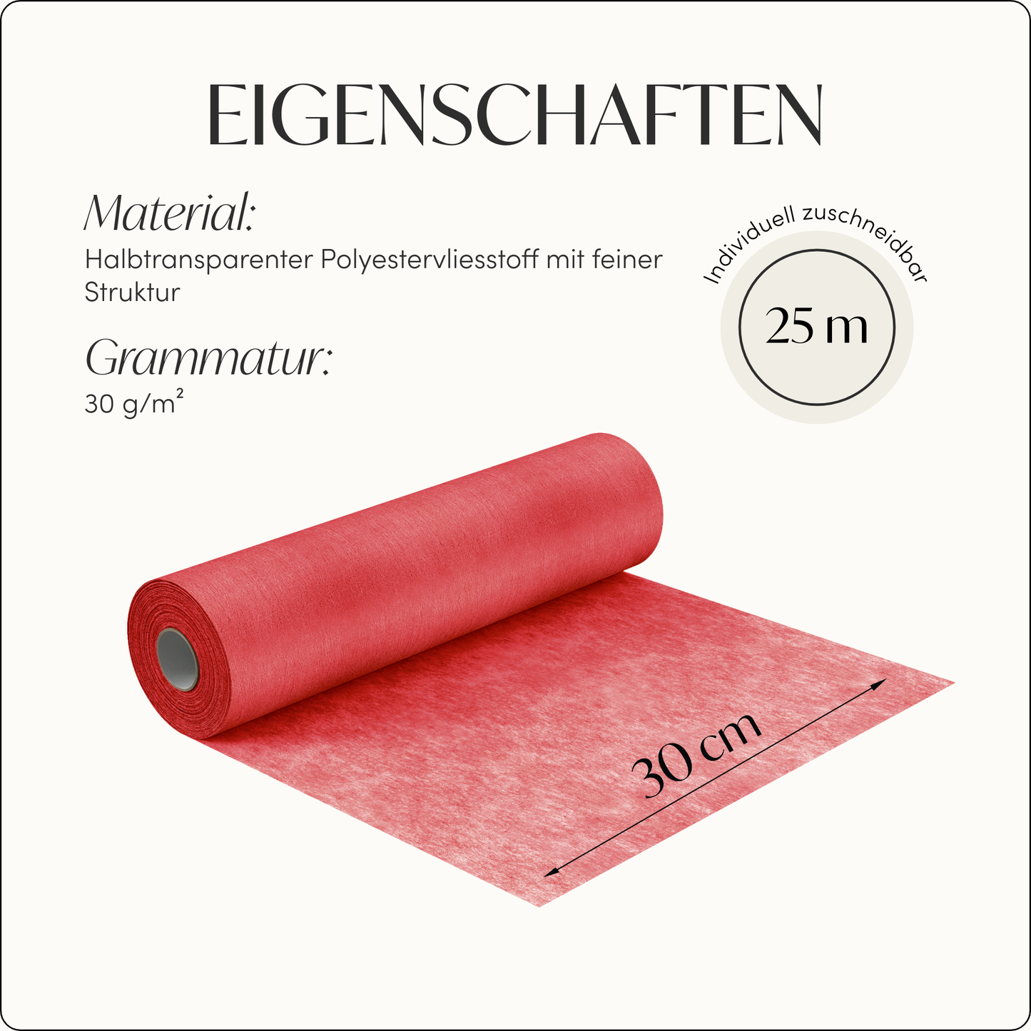 Tischläufer Vlies Rot