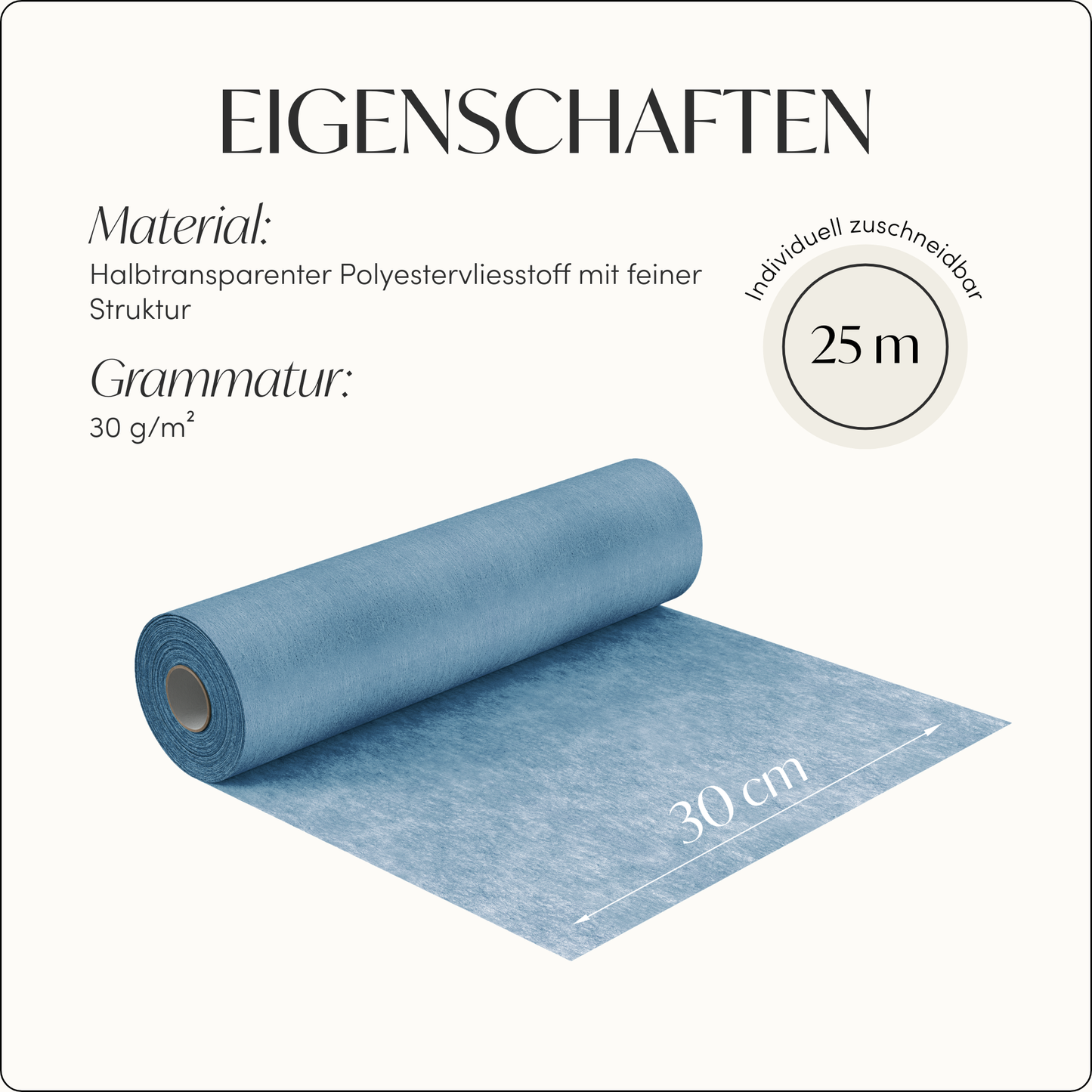 Tischläufer Vlies Rauchblau (Dusky Blue)