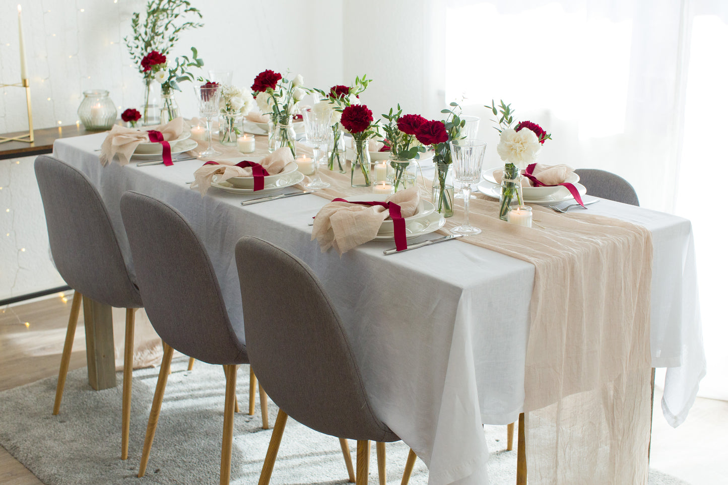 2. Wahl: Musselin Tischläufer, Natural Beige