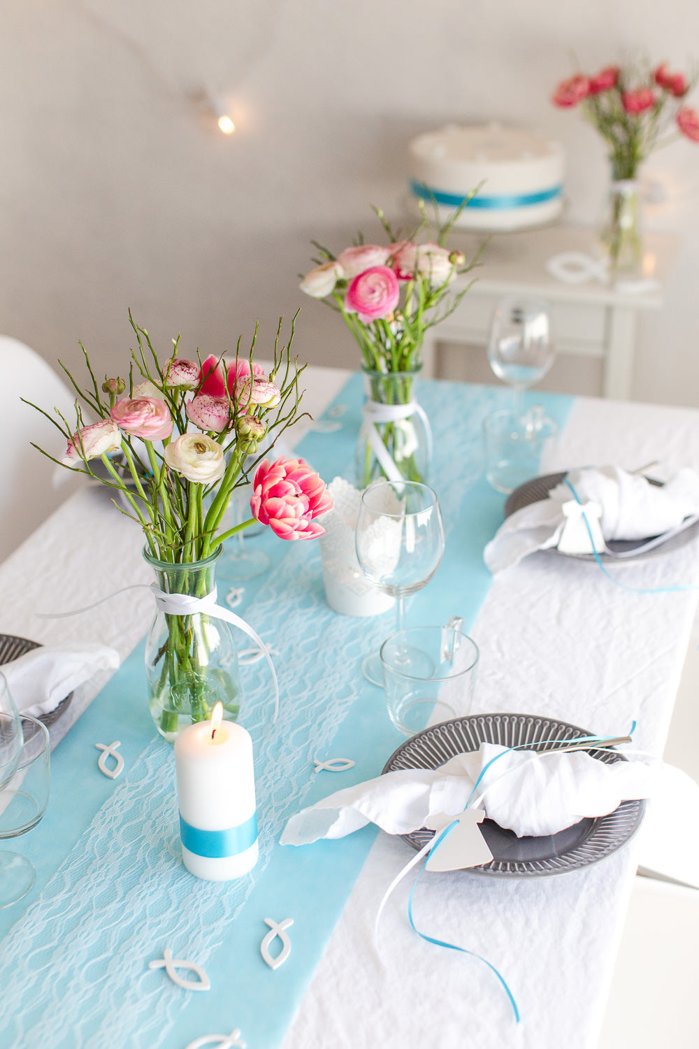 2. Wahl: Tischläufer Vlies Himmelblau