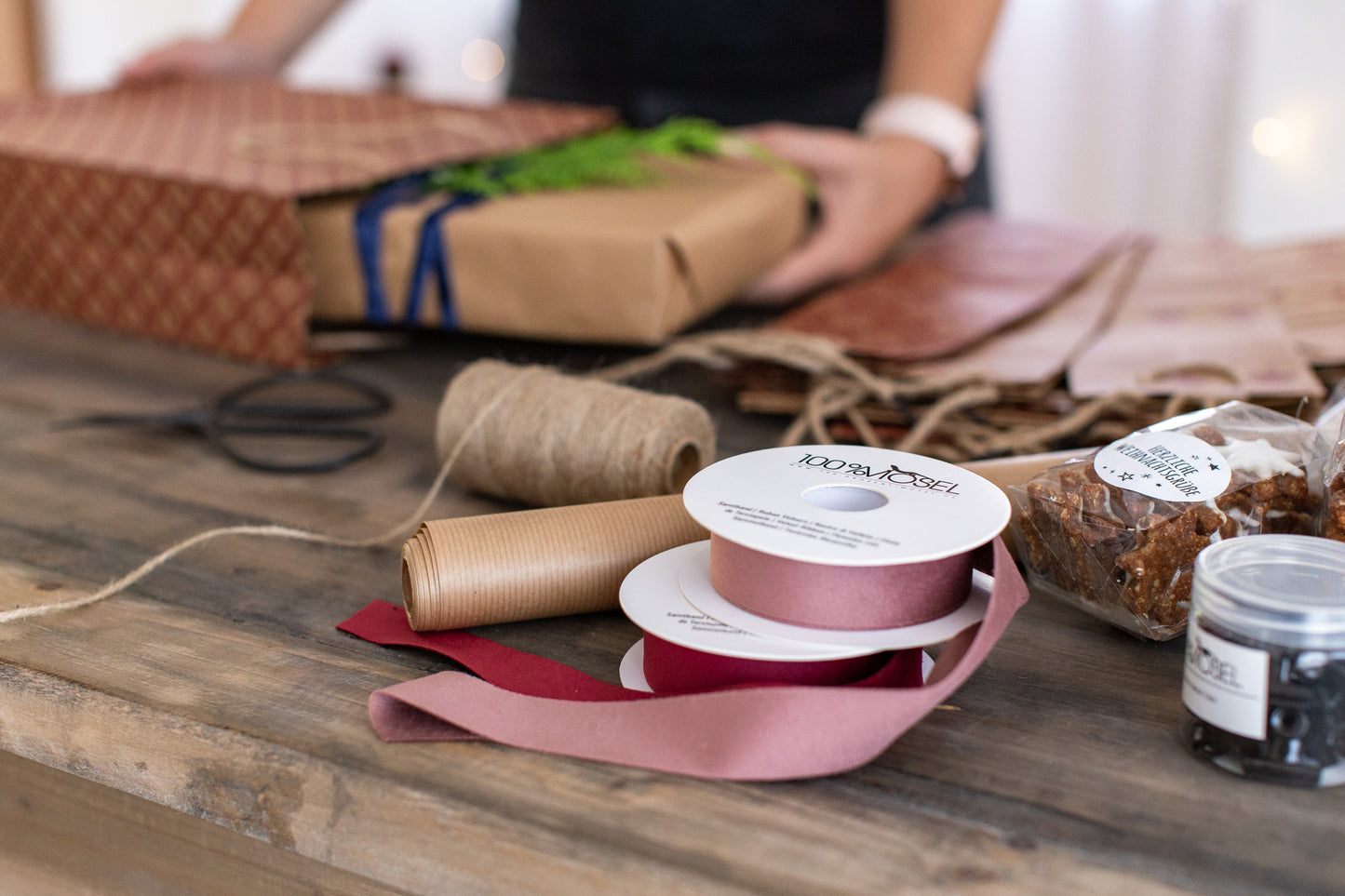 Samtband Altrosa, 25 mm