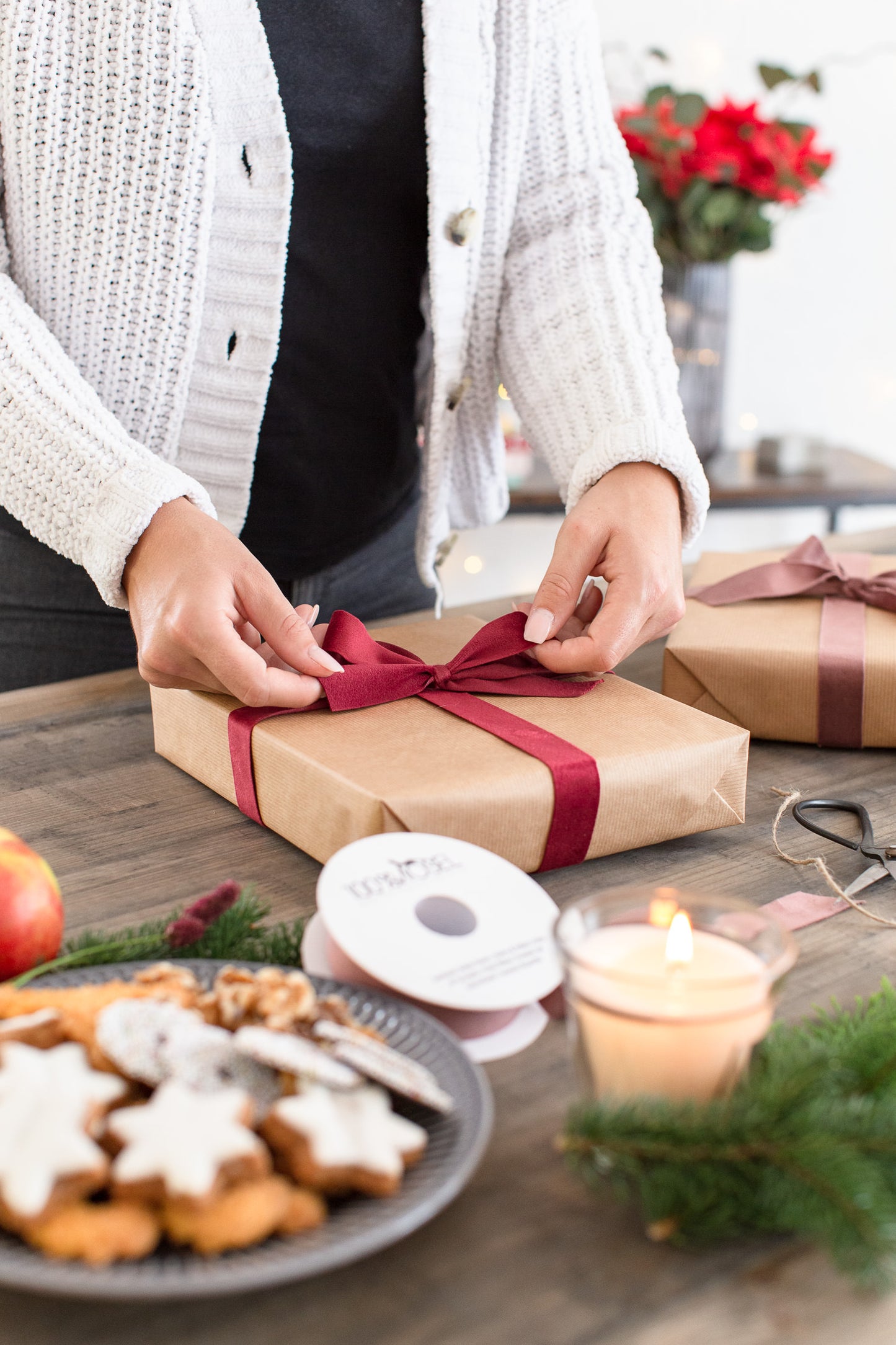 Samtband Bordeauxrot, 25 mm